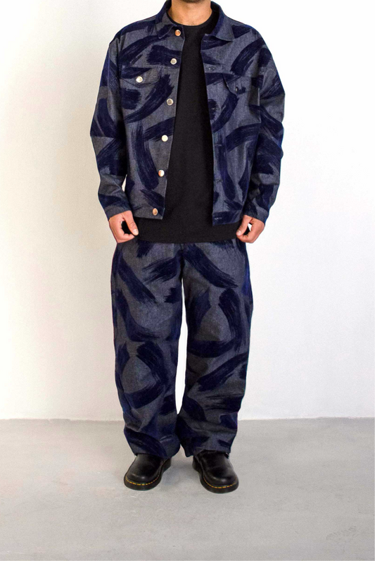 DENIM JACKET WITH BLUE VELVET X