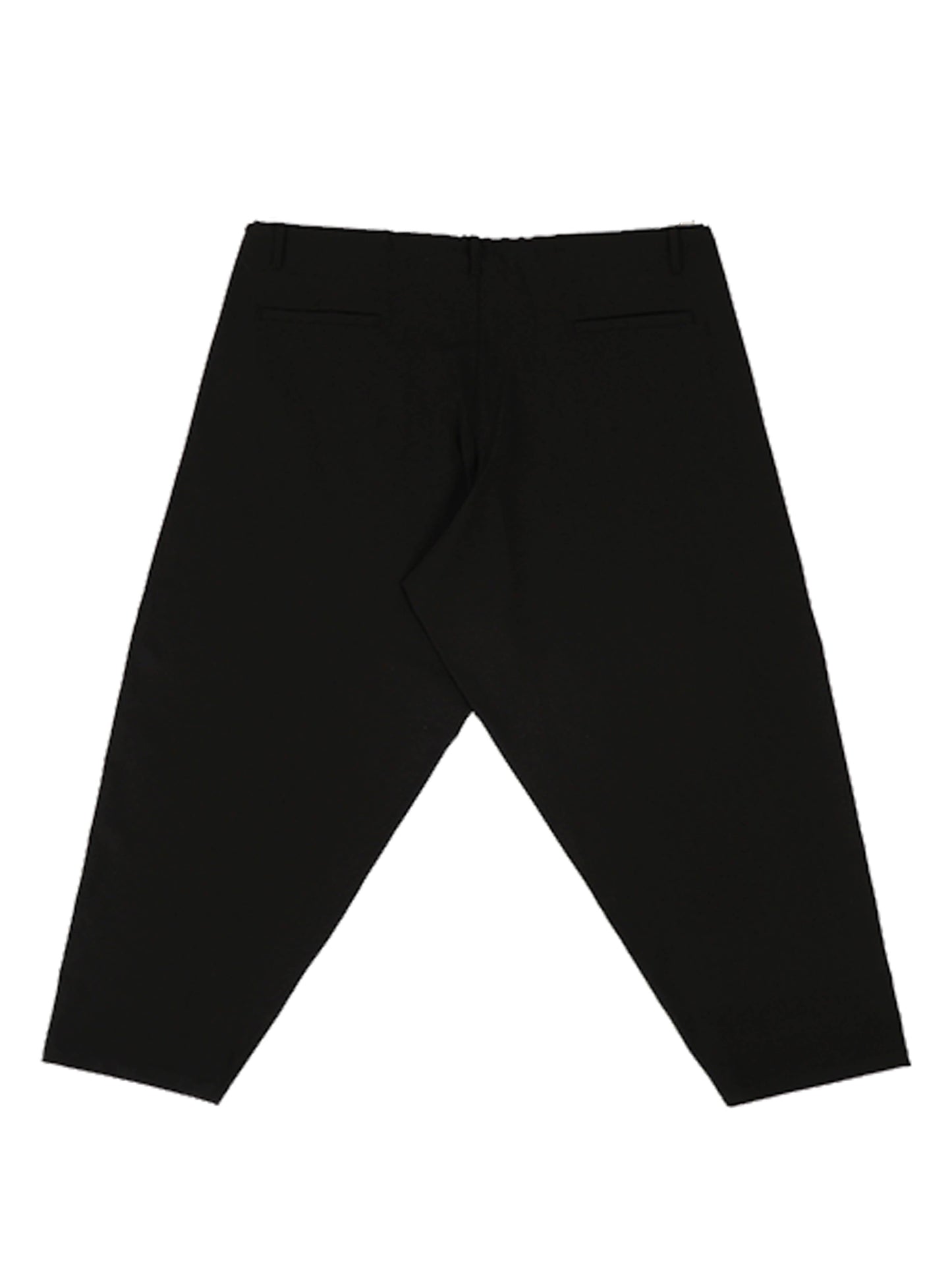 WIDE BLACK WOOL GABARDINE DRAPED TROUSERS