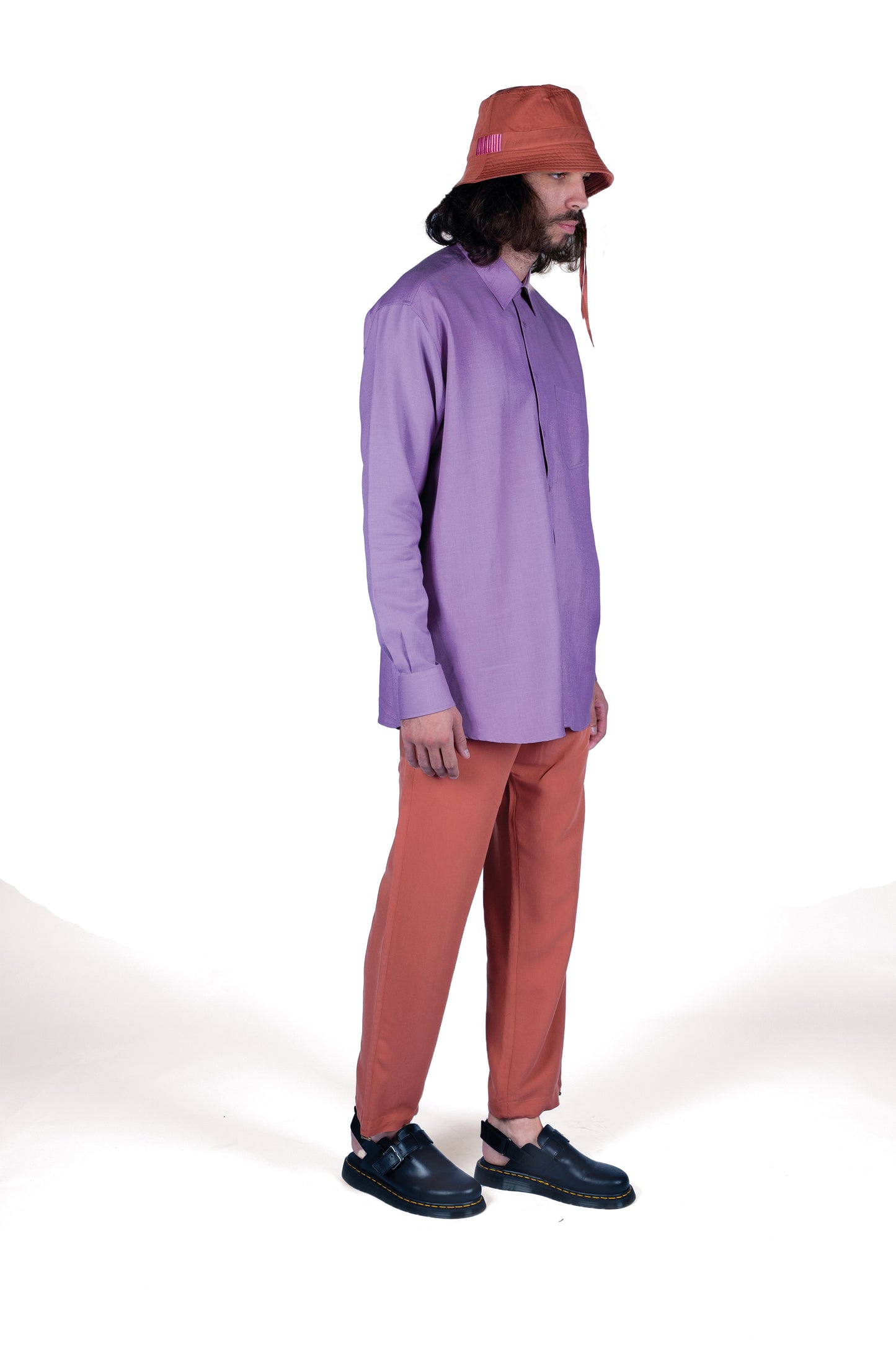 OVERSIZED MAUVE BUTTONED SHIRT | LINEN WITH SILK
