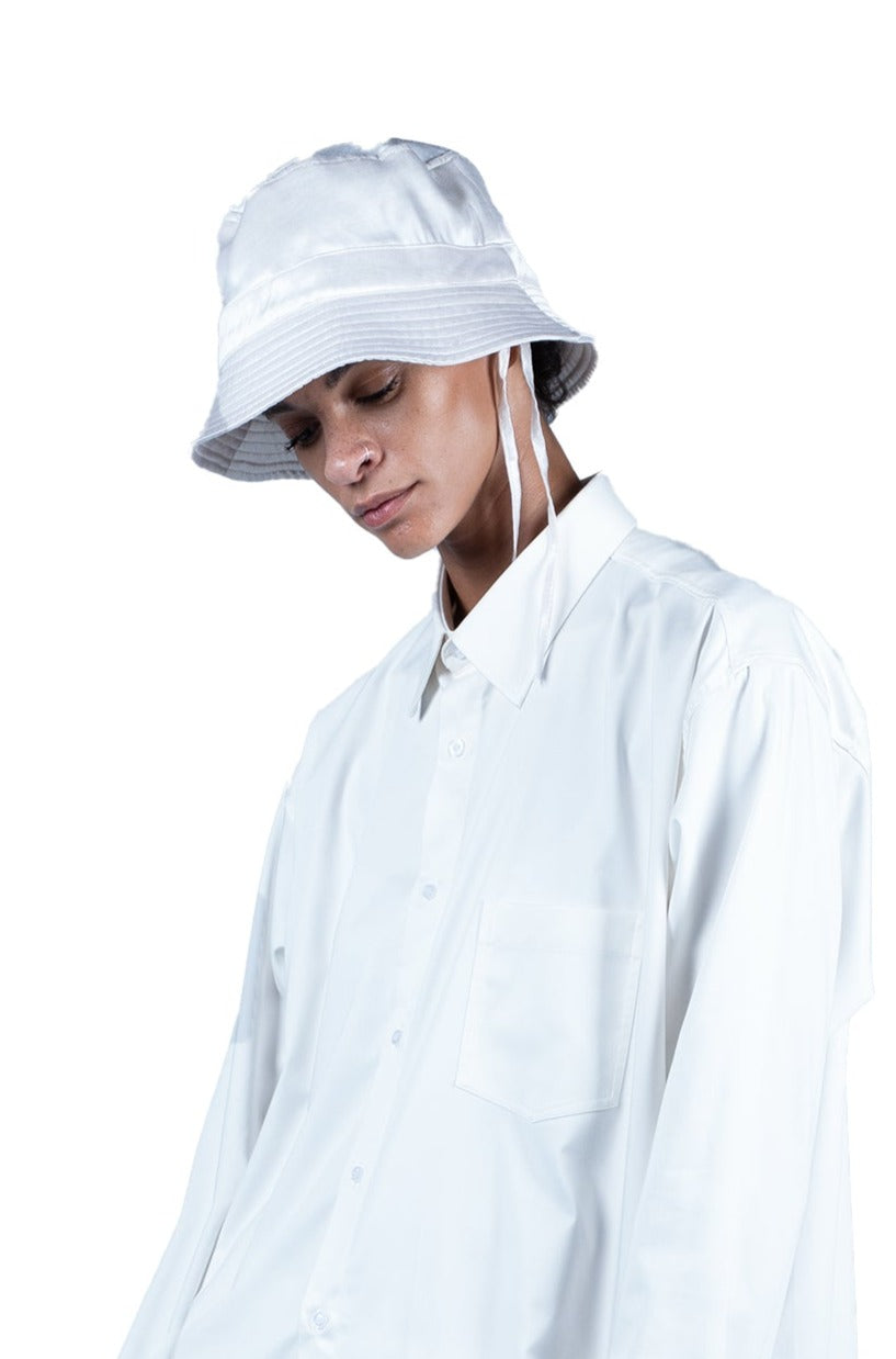 BUCKET HAT | IVORY TAFFETA SILK