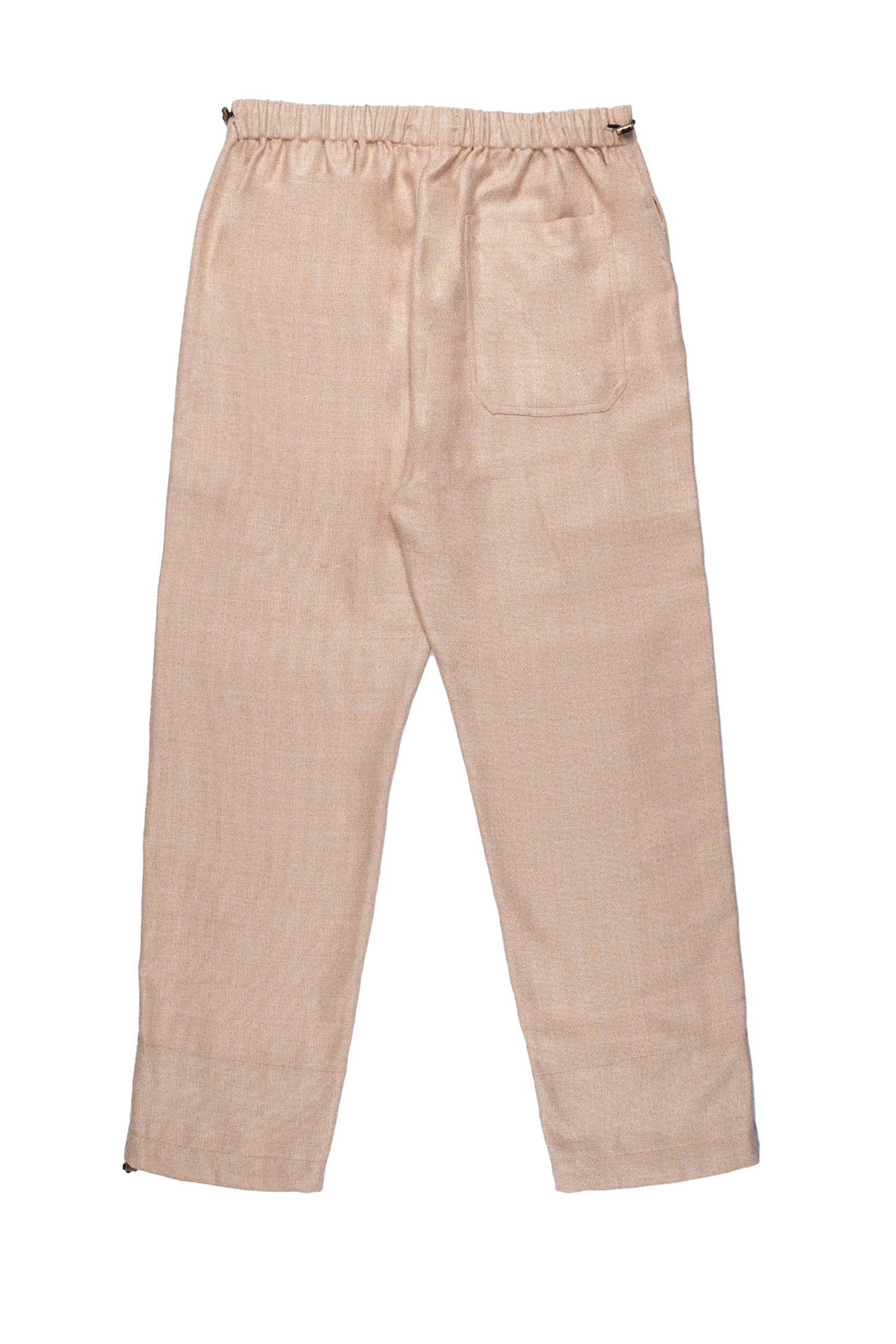 WOVEN LINEN, SILK AND WOOL TROUSERS | LIGHT CREAM WITH SAND AND ORANGE SPECKLES | ADJUSTABLE