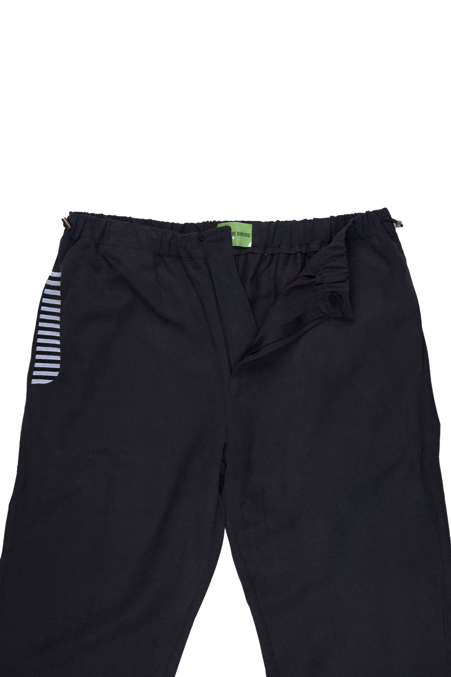 BLACK PATTERNED ITALIAN CUPRO TROUSERS | ADJUSTABLE | NATURAL FABRIC