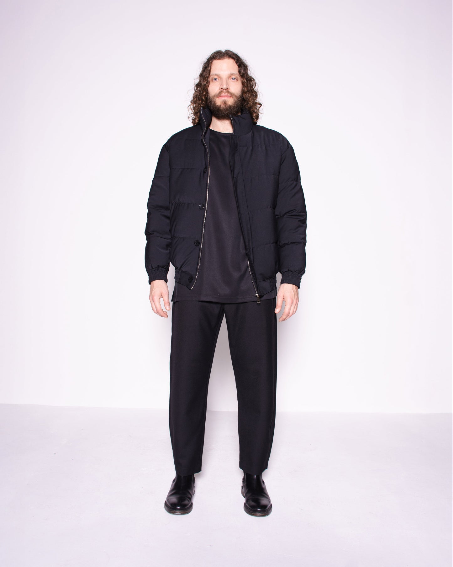 BLACK FRENCH WOOL PUFFER JACKET