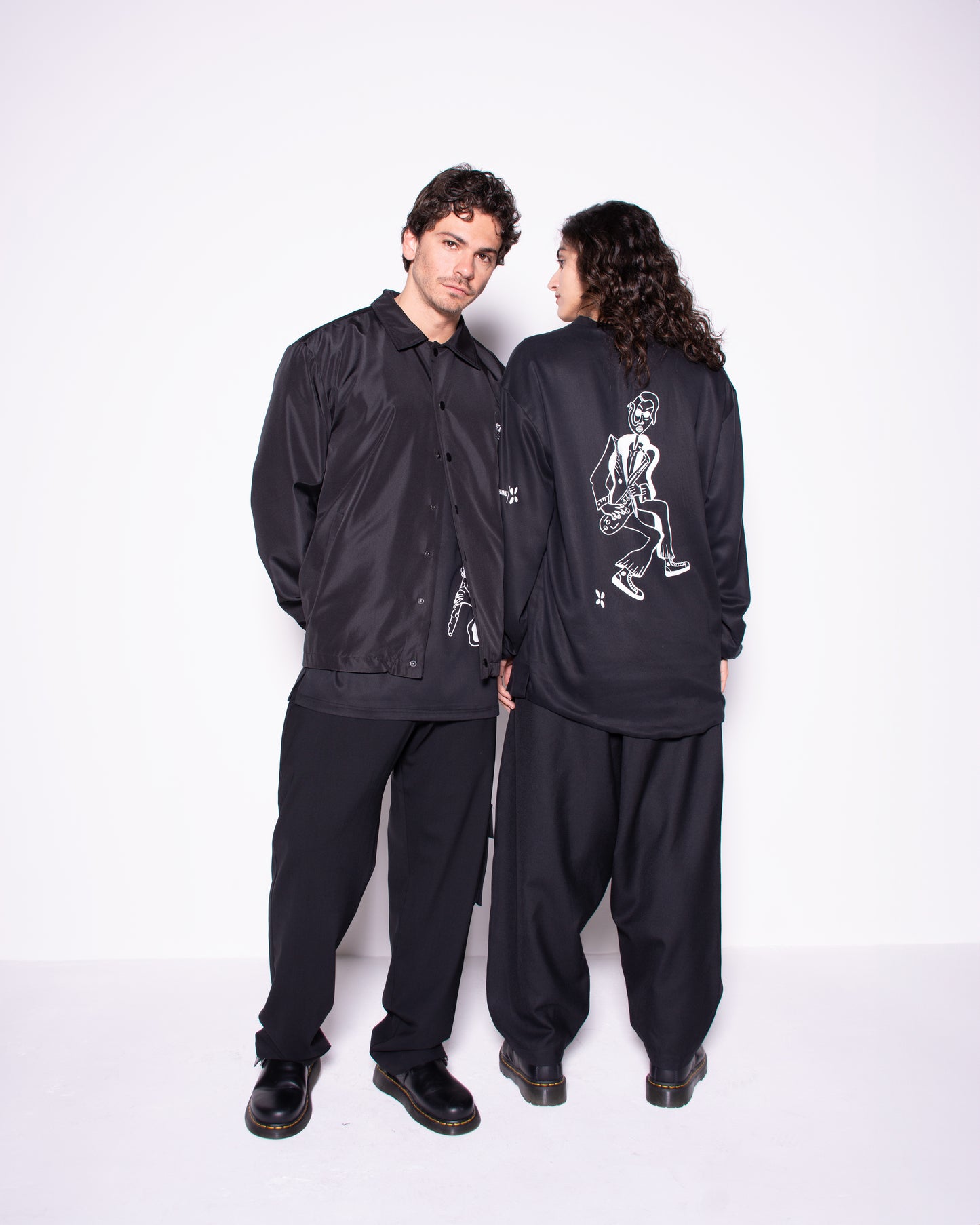 BLACK COACH JACKET X AB CHROMOSOME ARTIST DRAWING