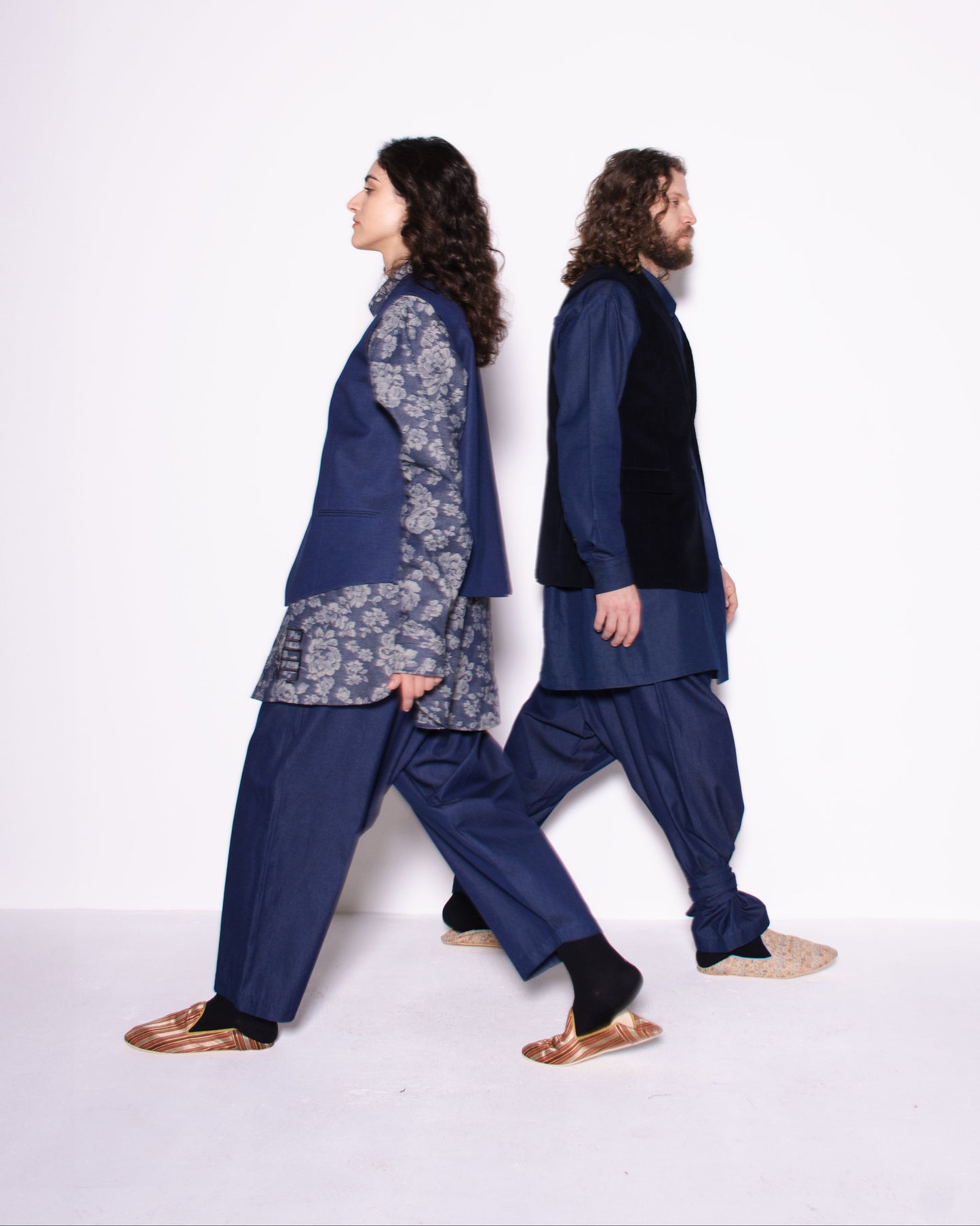 WIDE RITORTO DENIM DRAPED TROUSERS