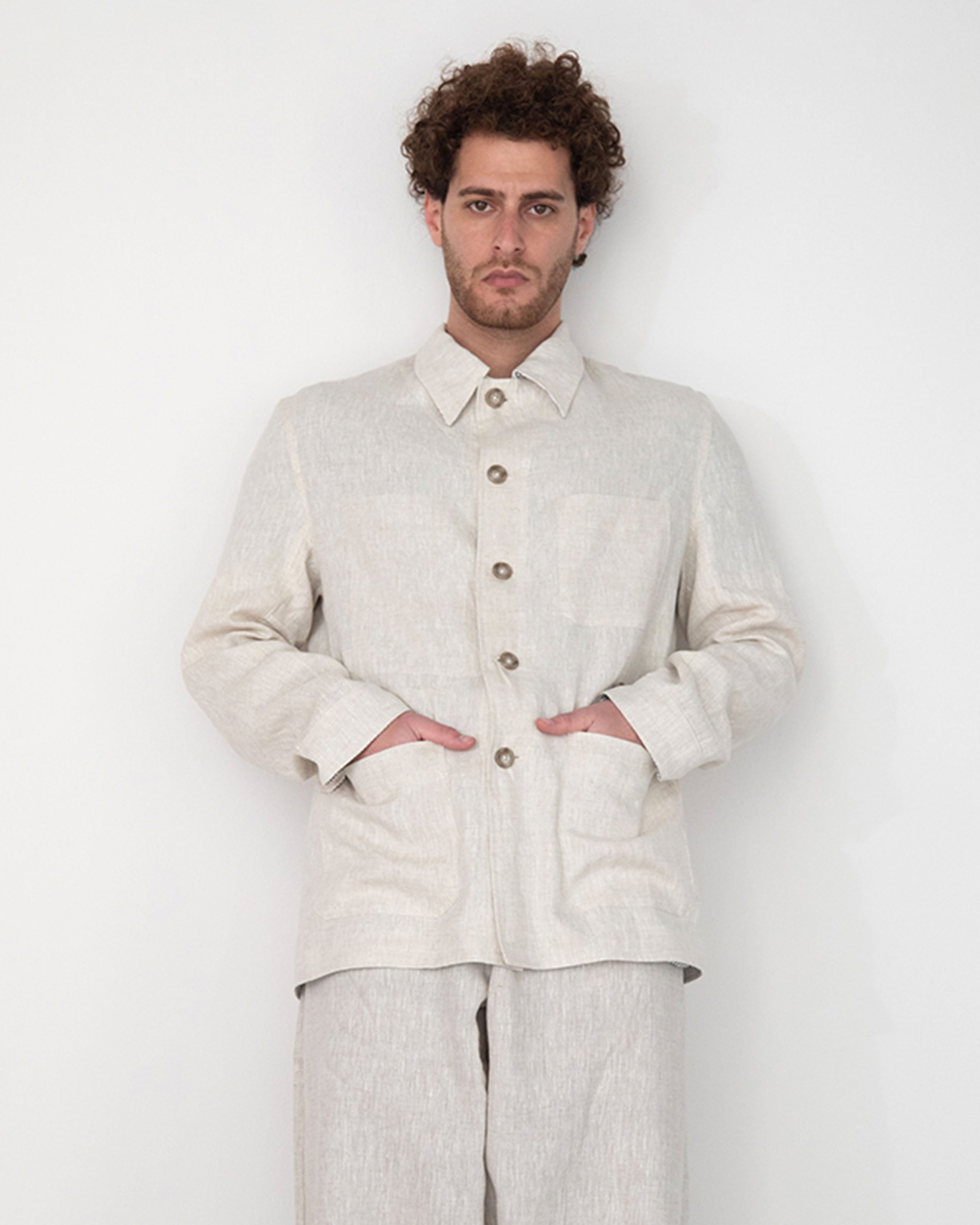 BEIGE WASHED RELAXED LINEN JACKET – FEELS LIKE SHIRUKU