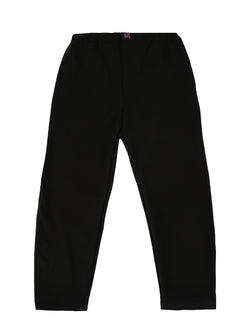 ANGLED HEM BLACK WOOL GABARDINE TROUSERS WITH CUSTOM EMBROIDERIES