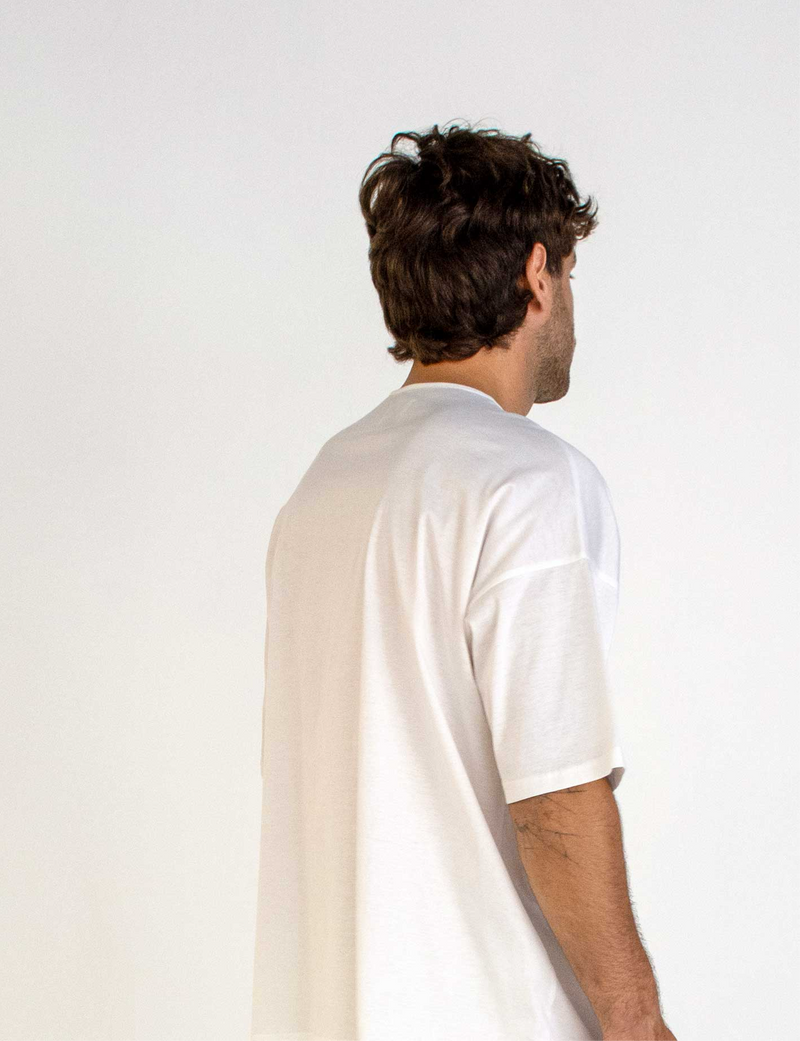 WHITE MERCERIZED COTTON WIDE FIT T-SHIRT