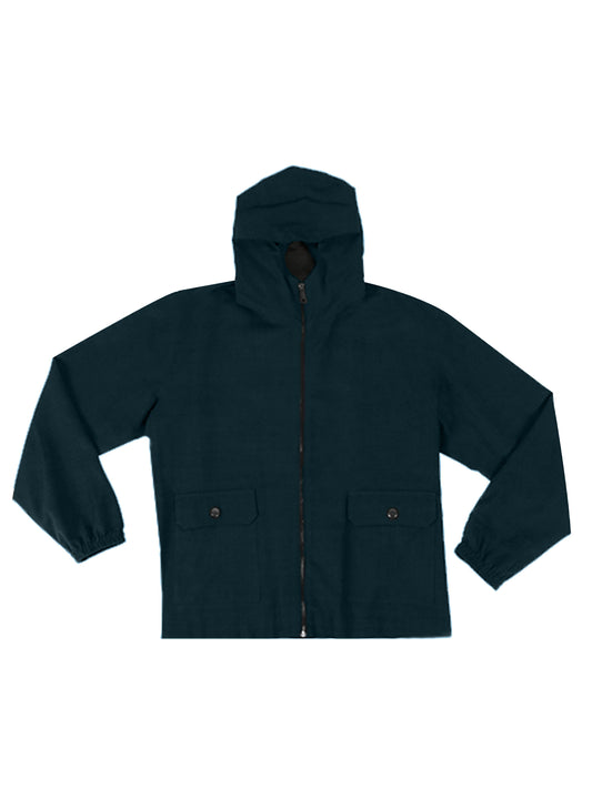 FRONT POCKETS BLACK DARK GREEN WOOL ZIPPER JACKET