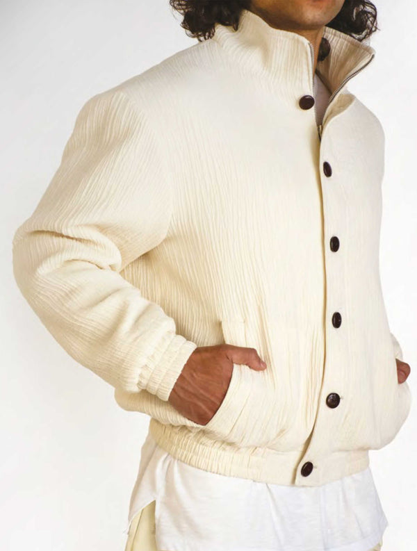 CREAM DUNE COTTON JACKET WITH CUSTOM BUTTONS