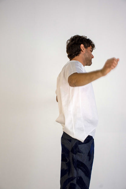 WHITE FIL D'ECOSSE MERCERIZED COTTON T-SHIRT