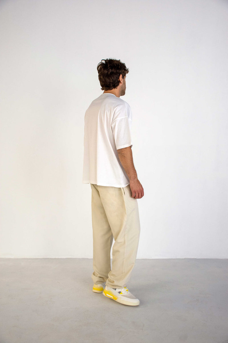 CREAM CUPRO TROUSERS