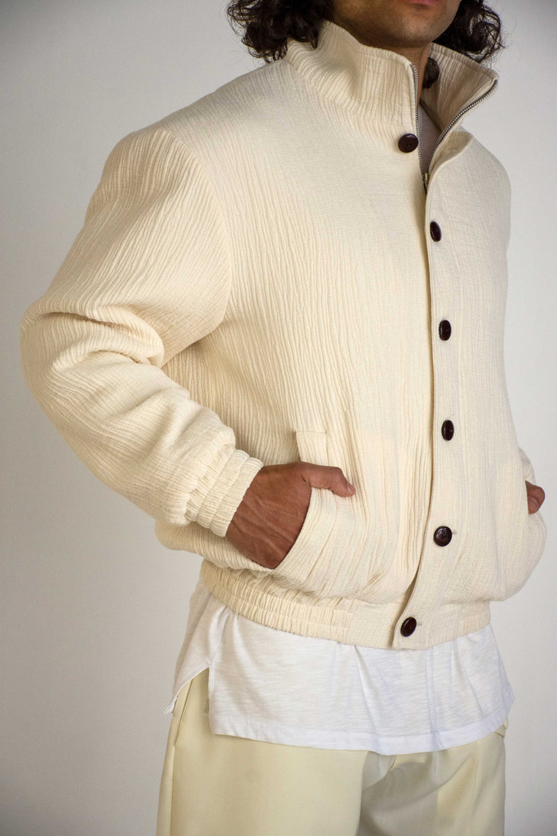 CREAM DUNE COTTON JACKET WITH CUSTOM BUTTONS