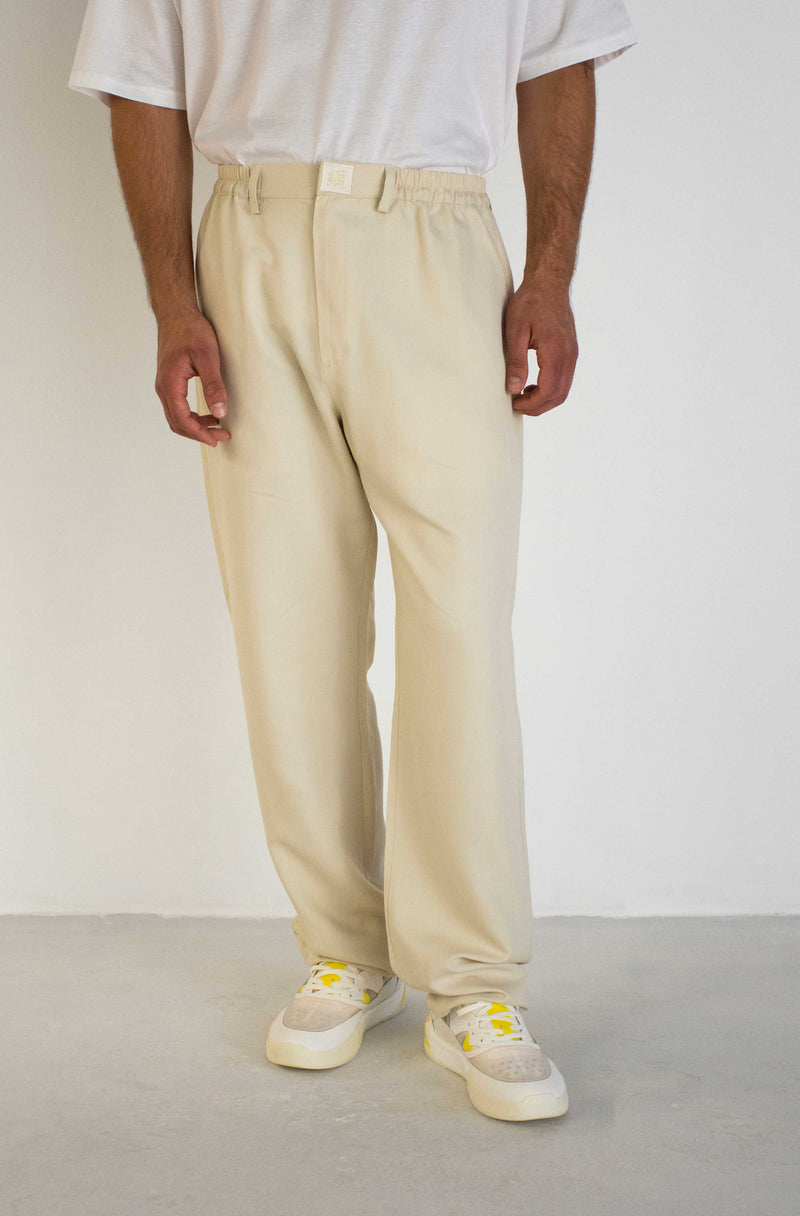 CREAM CUPRO TROUSERS