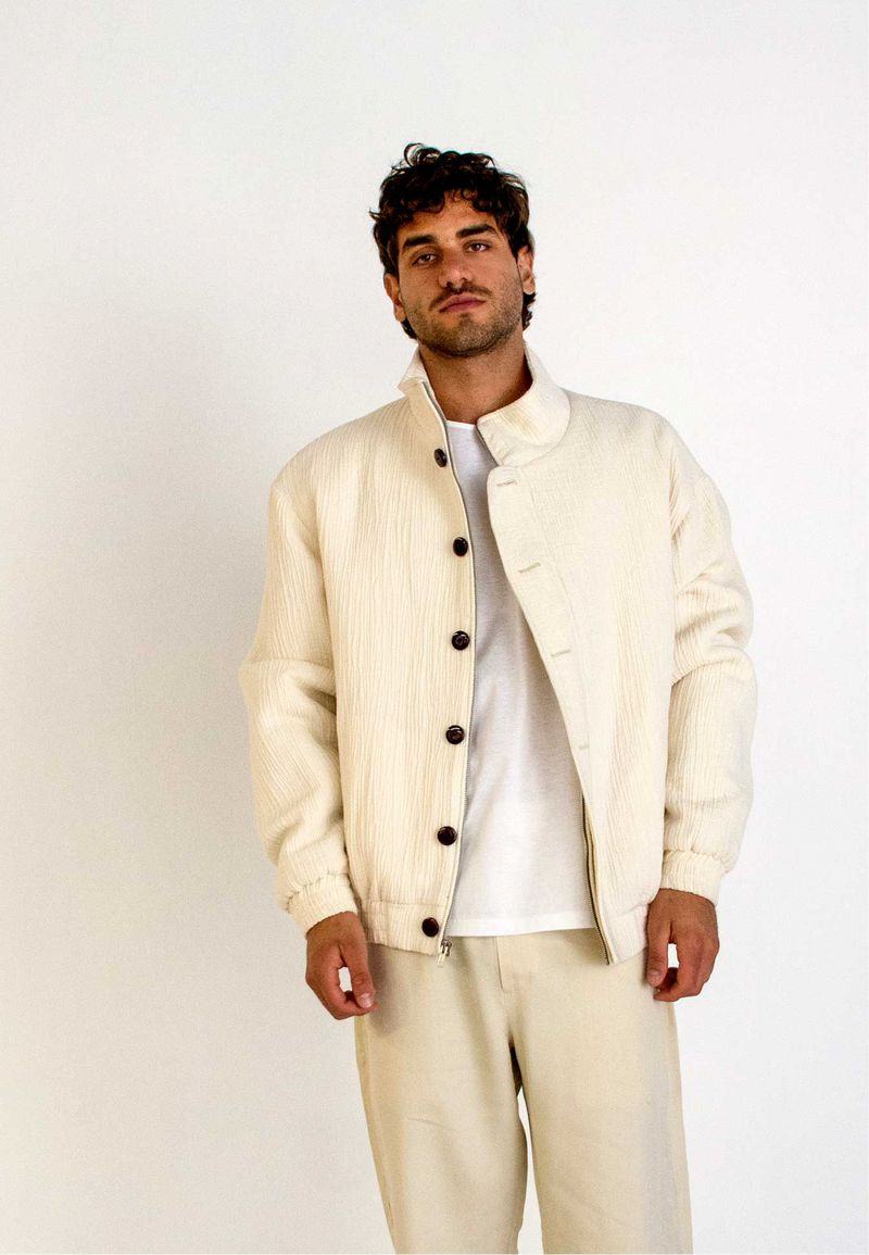 CREAM DUNE COTTON JACKET WITH CUSTOM BUTTONS