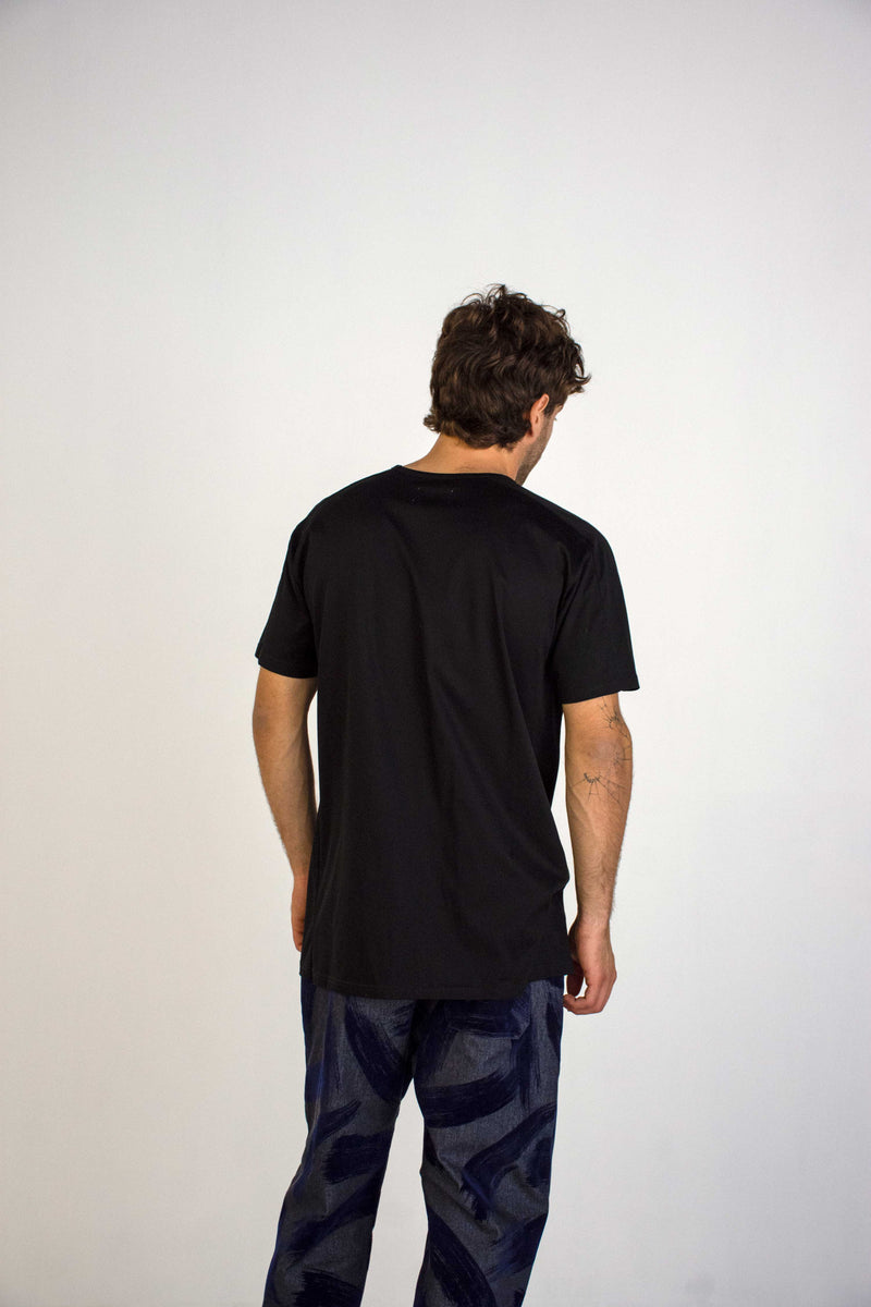 BLACK FIL D'ECOSSE MERCERIZED COTTON T-SHIRT