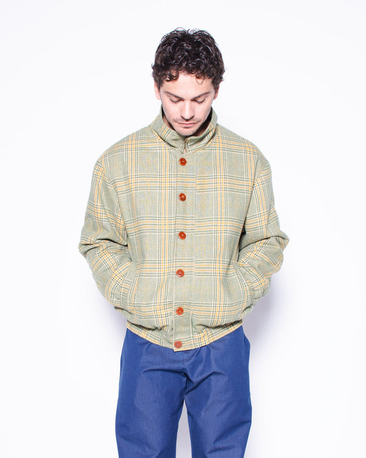 STRIPED SUPER WOOL JACKET WITH CUSTOM BUTTONS