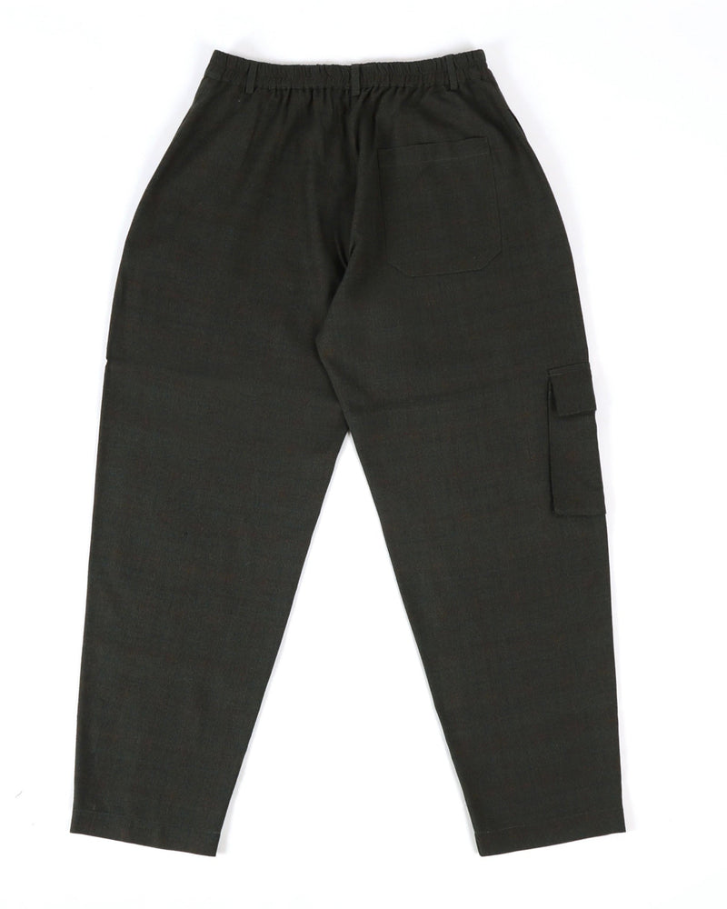 BLACK DARK GREEN WOOL SIDE POCKET TROUSERS