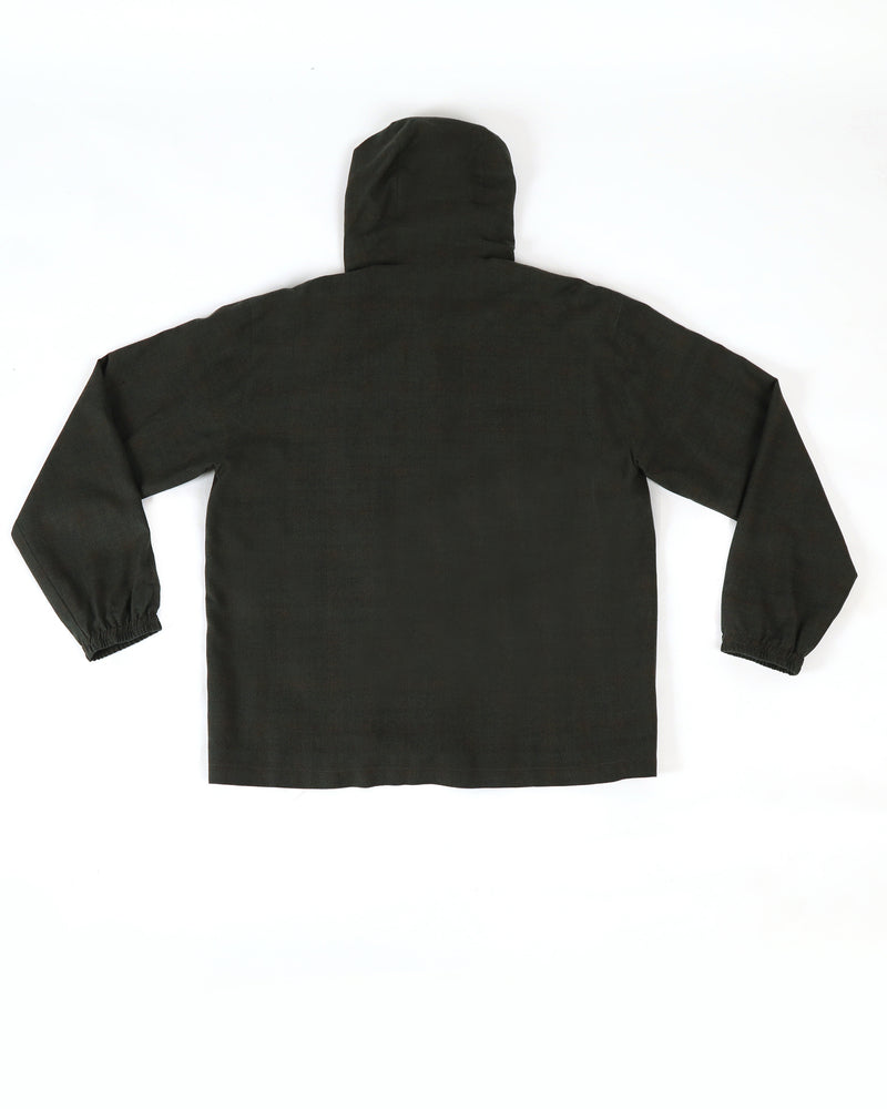 FRONT POCKETS BLACK DARK GREEN WOOL ZIPPER JACKET