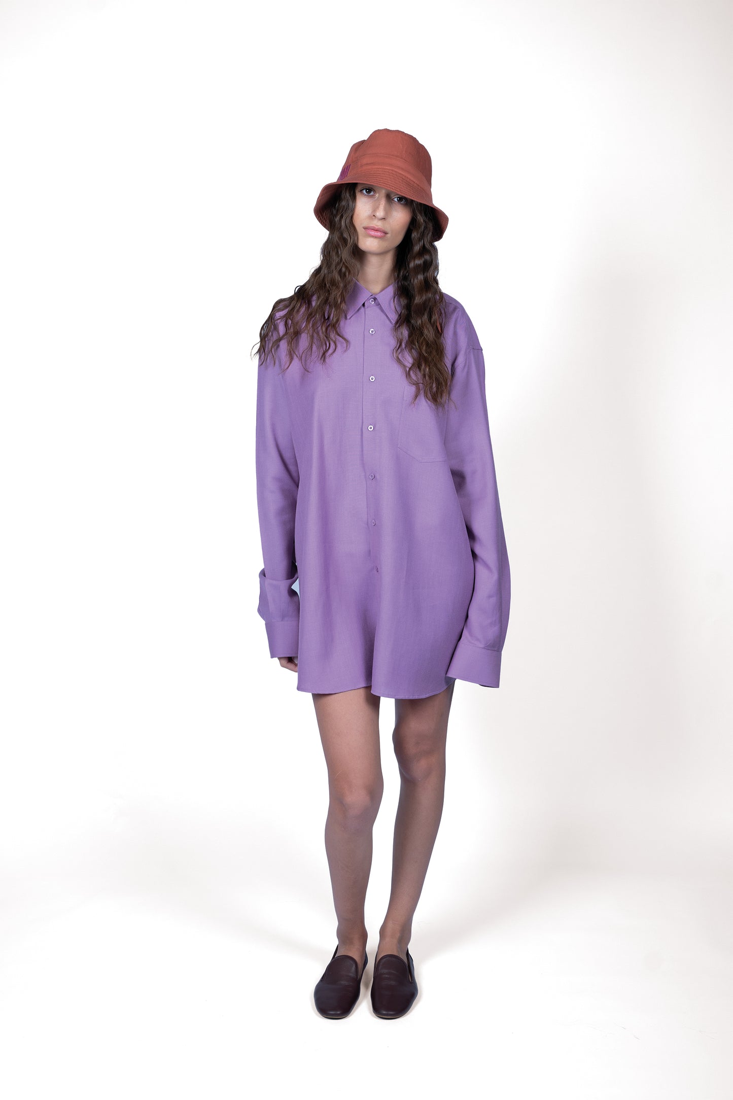 OVERSIZED MAUVE BUTTONED SHIRT | LINEN WITH SILK