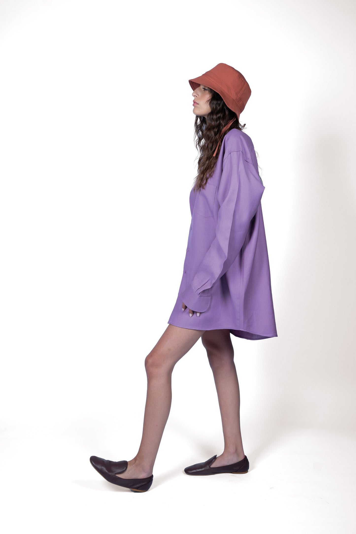 OVERSIZED MAUVE BUTTONED SHIRT | LINEN WITH SILK