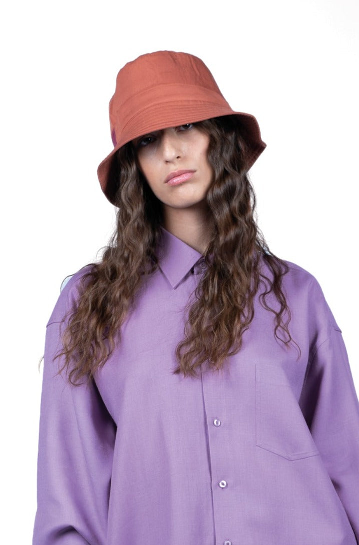 BUCKET HAT | AMETHYST PINK ITALIAN CUPRO | NATURAL FABRIC