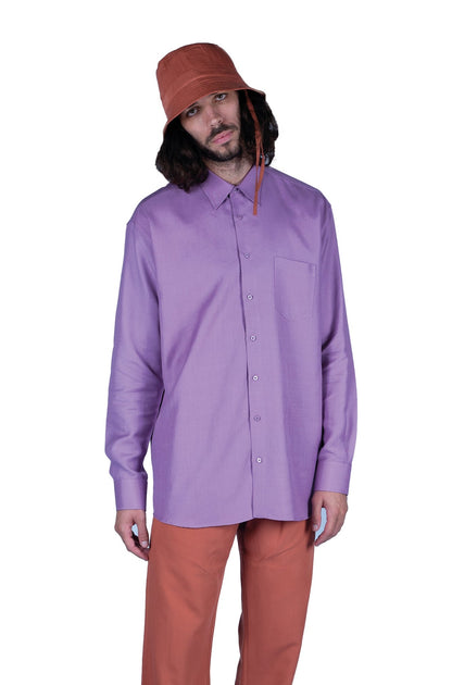 OVERSIZED MAUVE BUTTONED SHIRT | LINEN WITH SILK