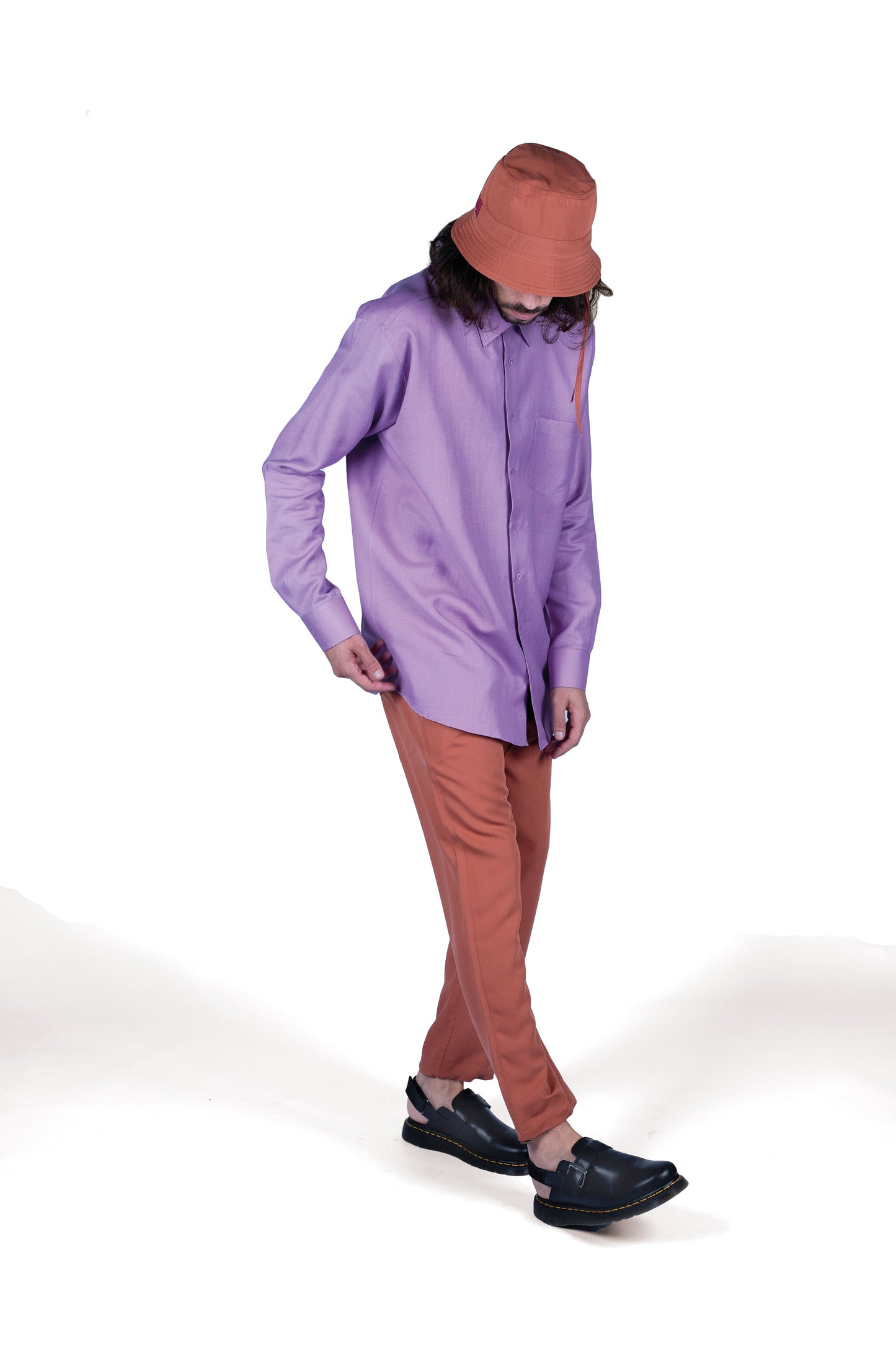 OVERSIZED MAUVE BUTTONED SHIRT | LINEN WITH SILK