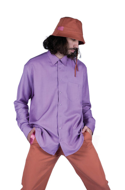 OVERSIZED MAUVE BUTTONED SHIRT | LINEN WITH SILK