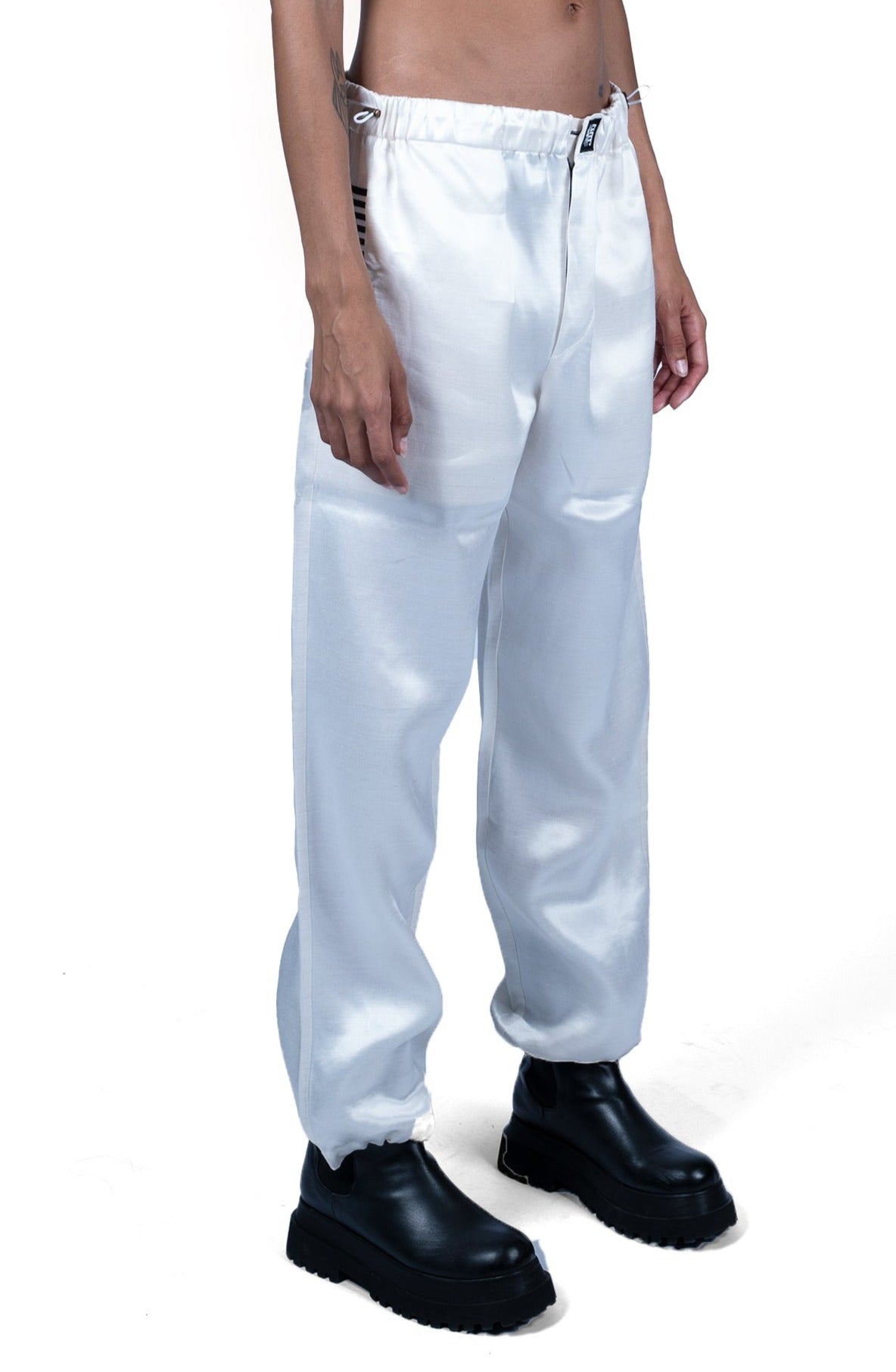 IVORY TAFFETA SILK TROUSERS | ADJUSTABLE