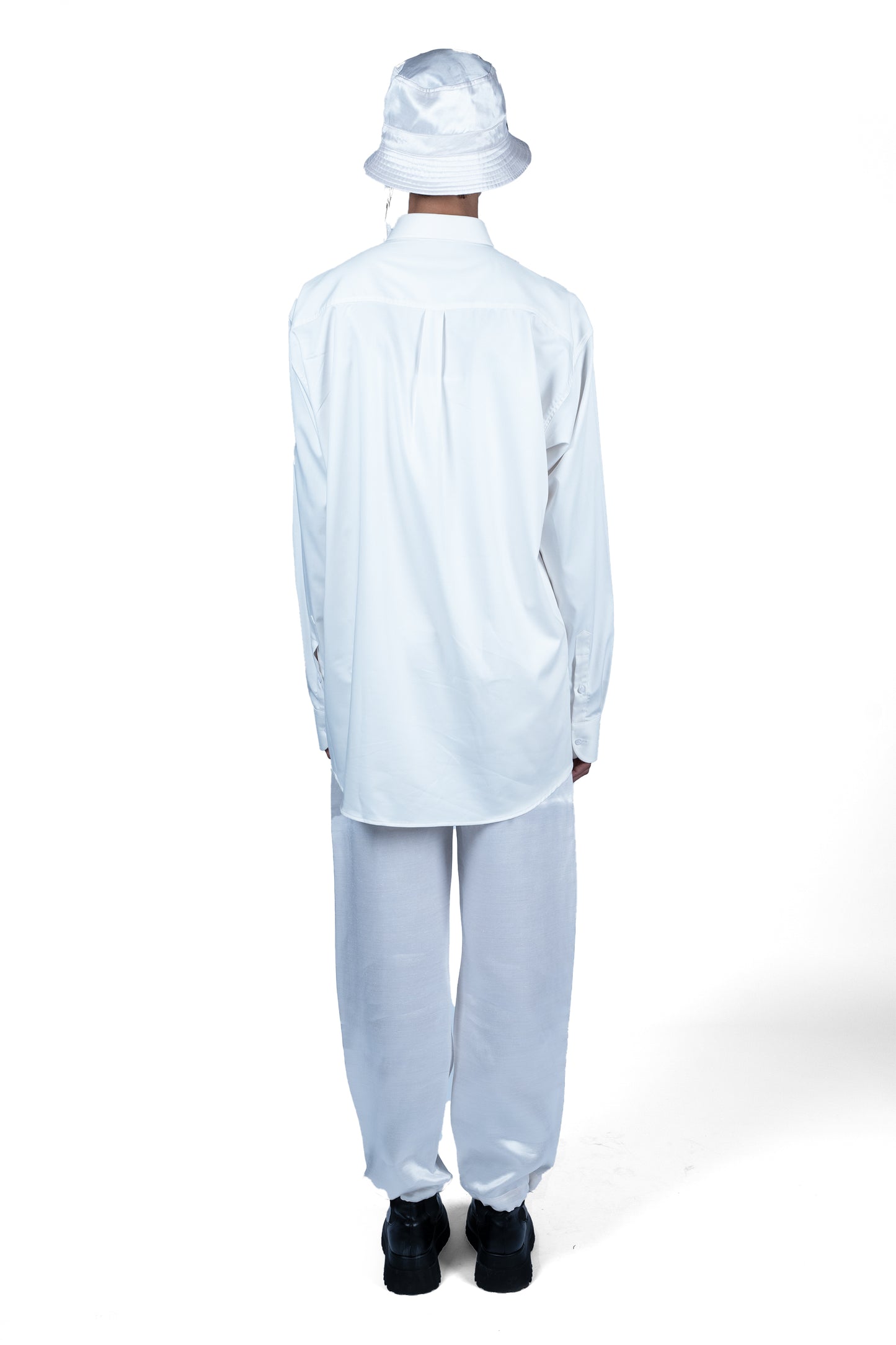 OVERSIZED SILK AND COTTON WHITE BUTTONED SHIRT