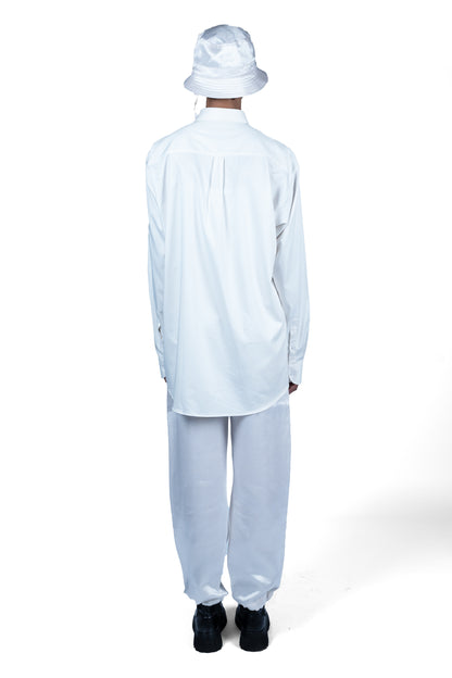 OVERSIZED SILK AND COTTON WHITE BUTTONED SHIRT