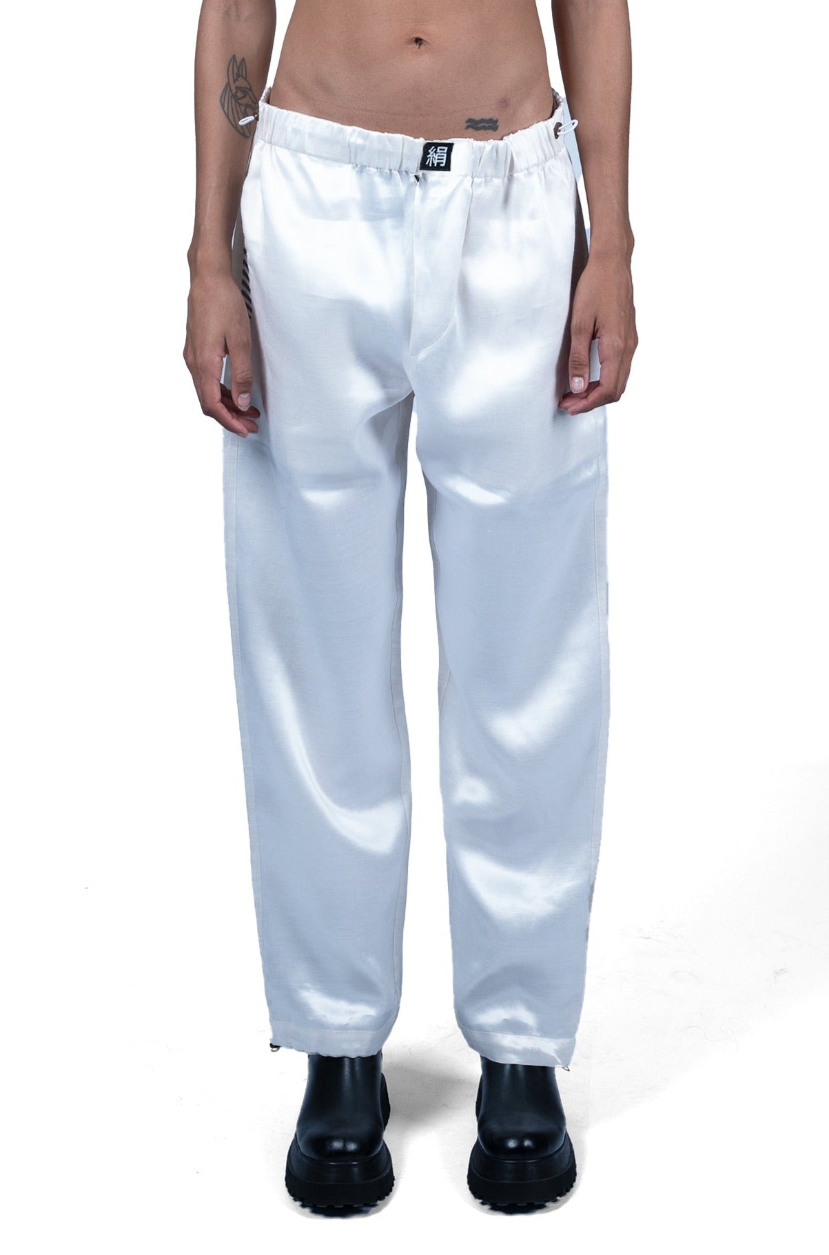 IVORY TAFFETA SILK TROUSERS | ADJUSTABLE