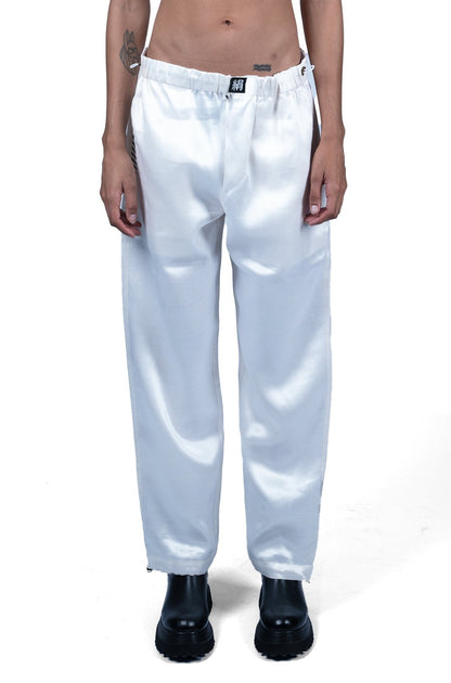 IVORY TAFFETA SILK TROUSERS | ADJUSTABLE