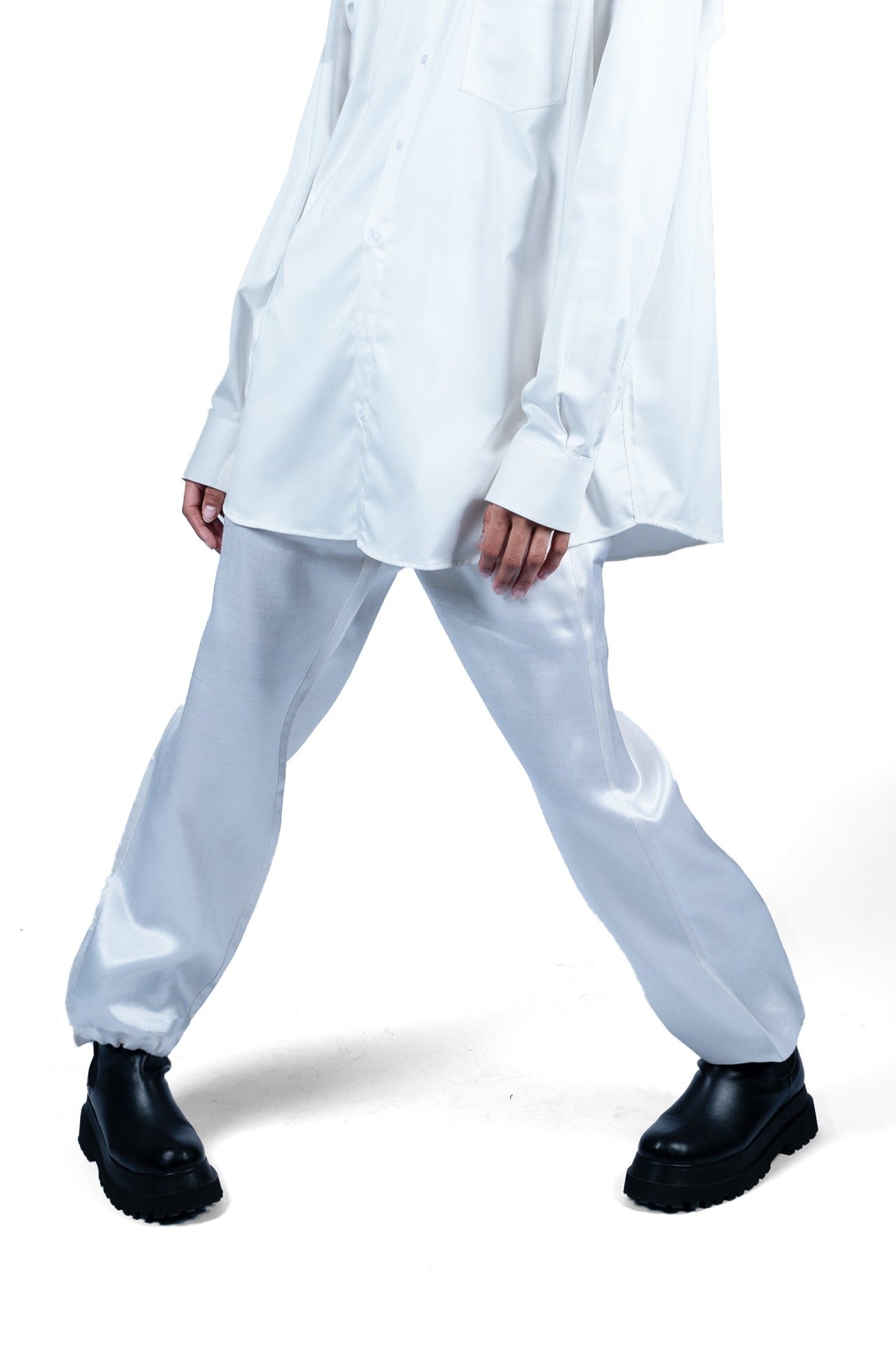 IVORY TAFFETA SILK TROUSERS | ADJUSTABLE