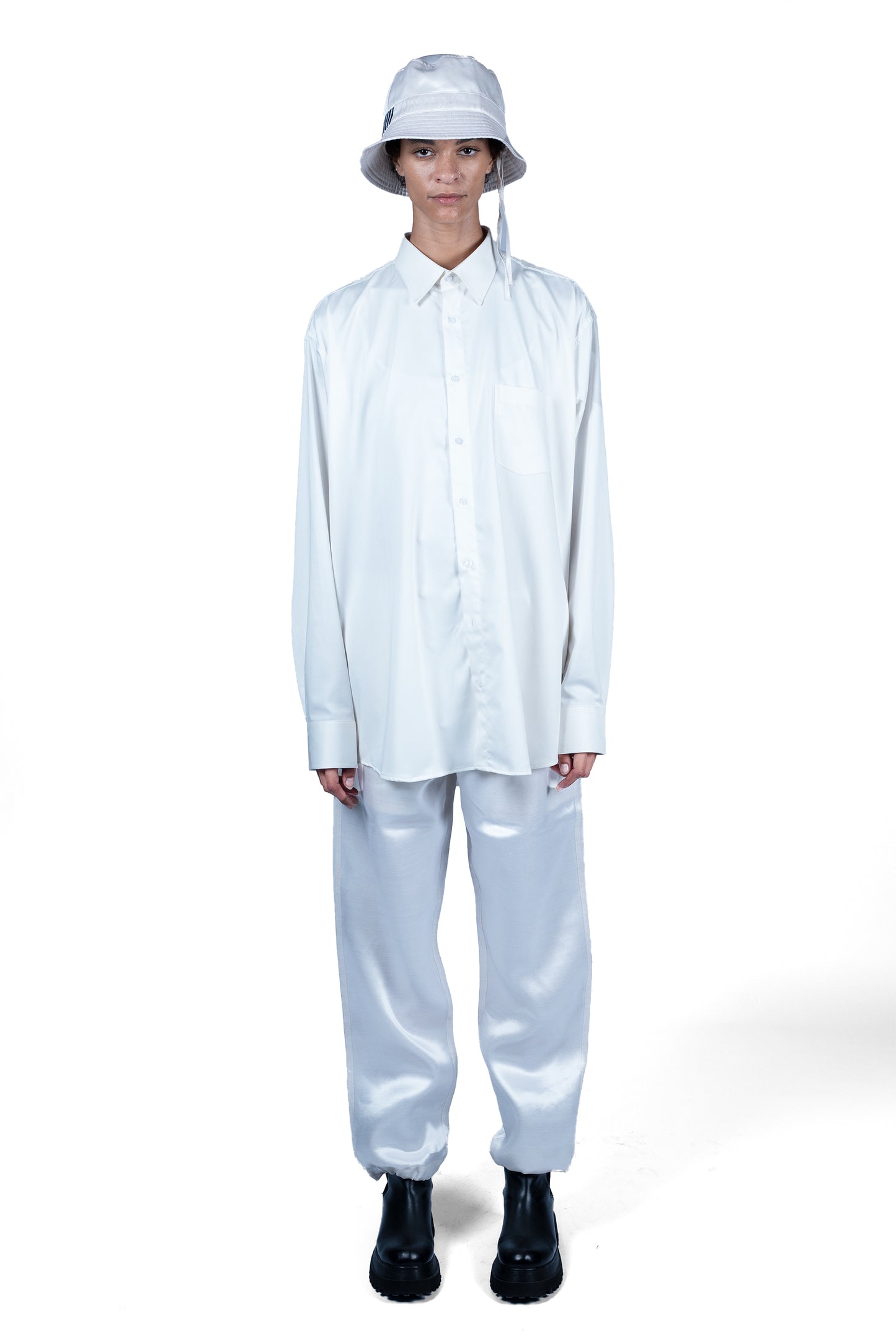 IVORY TAFFETA SILK TROUSERS | ADJUSTABLE