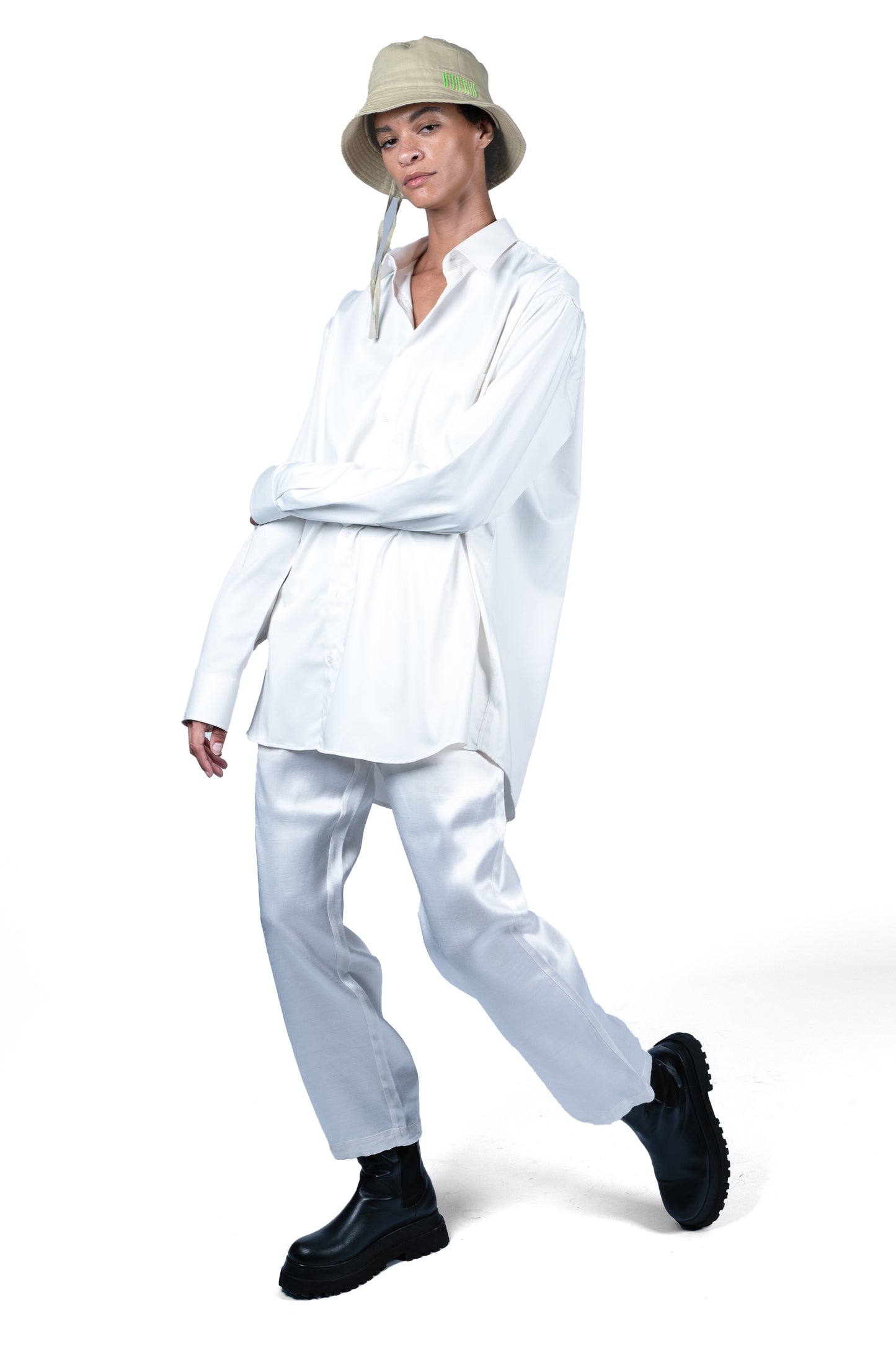 IVORY TAFFETA SILK TROUSERS | ADJUSTABLE