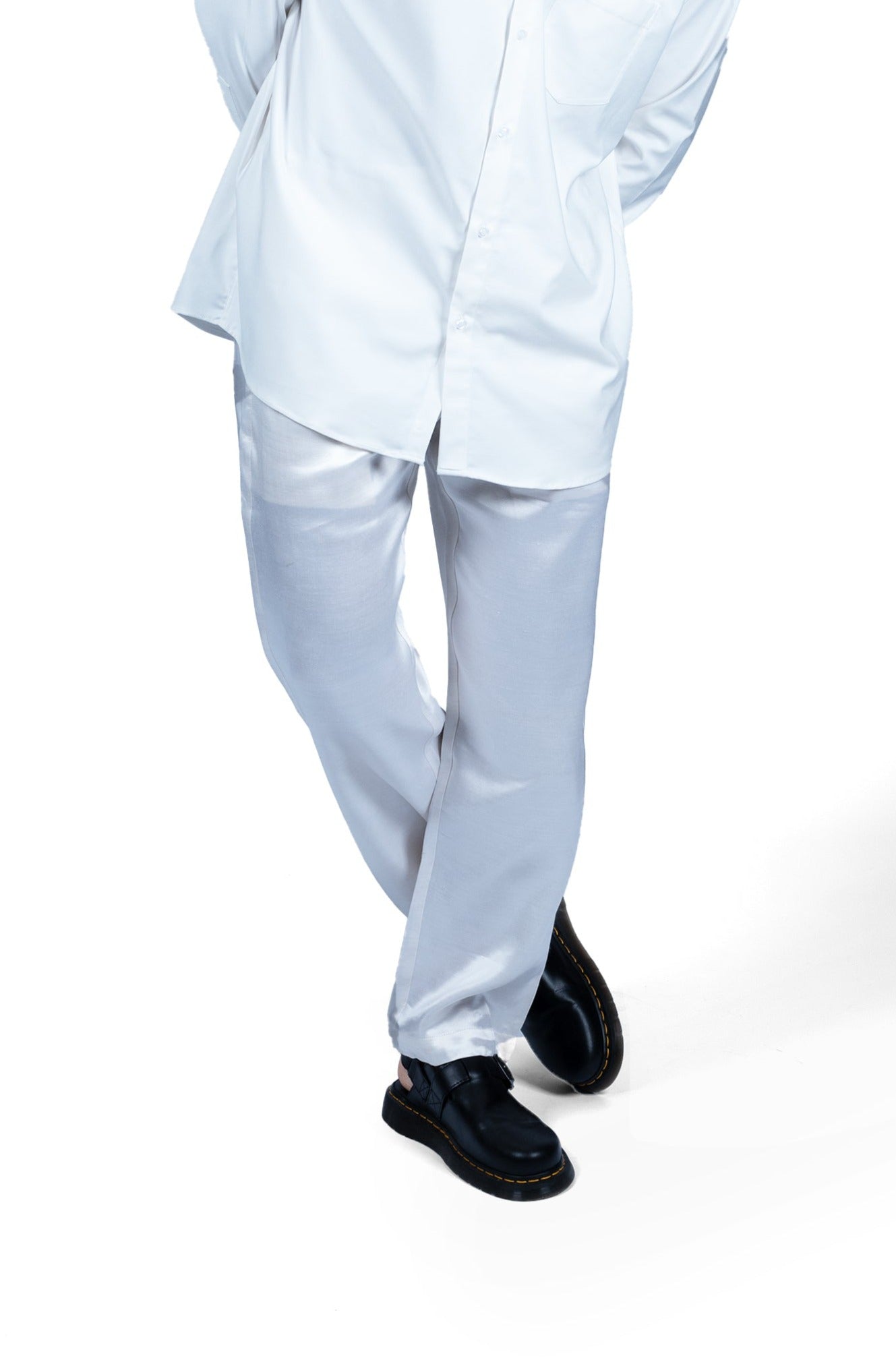 IVORY TAFFETA SILK TROUSERS | ADJUSTABLE