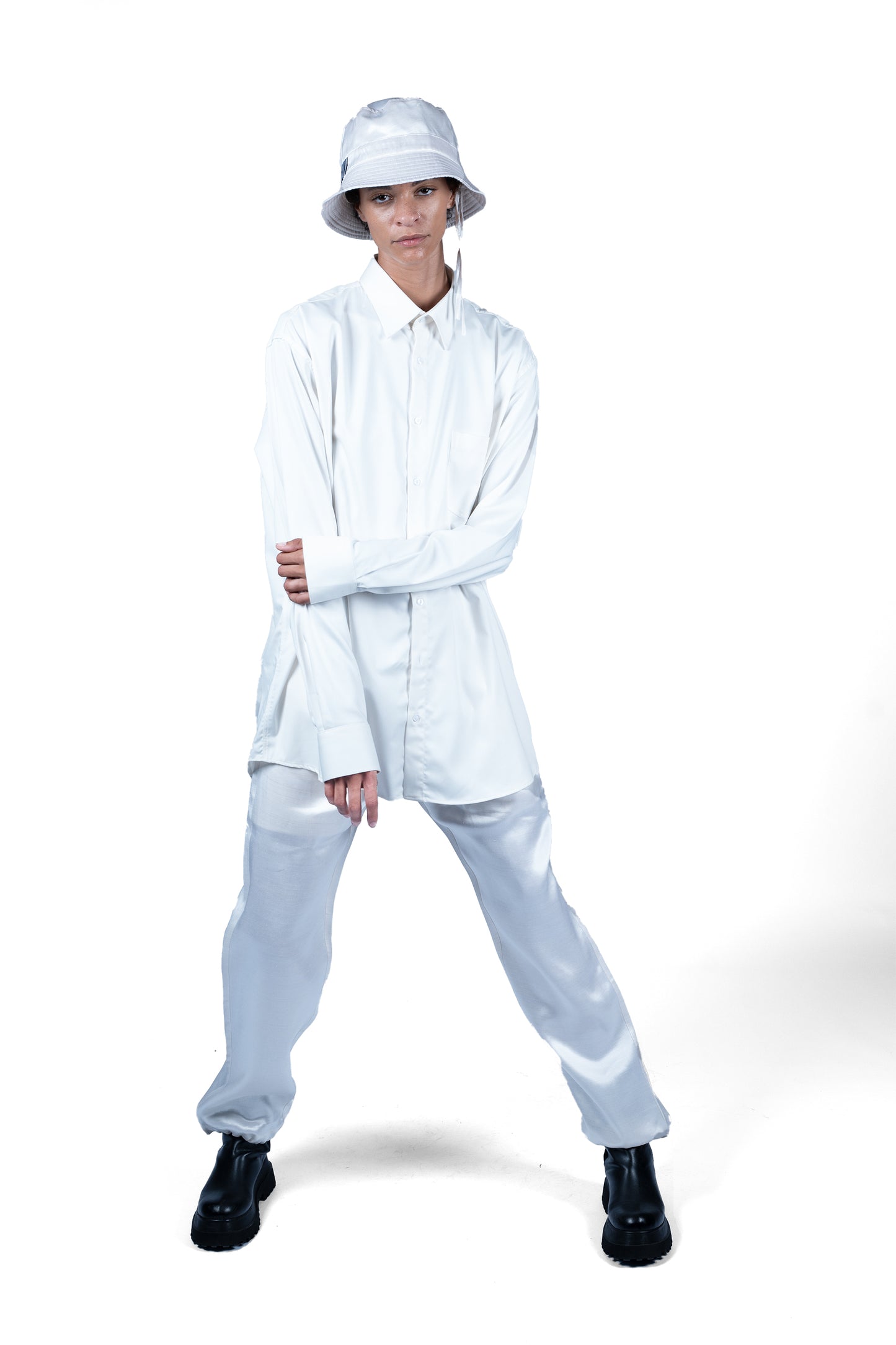 IVORY TAFFETA SILK TROUSERS | ADJUSTABLE