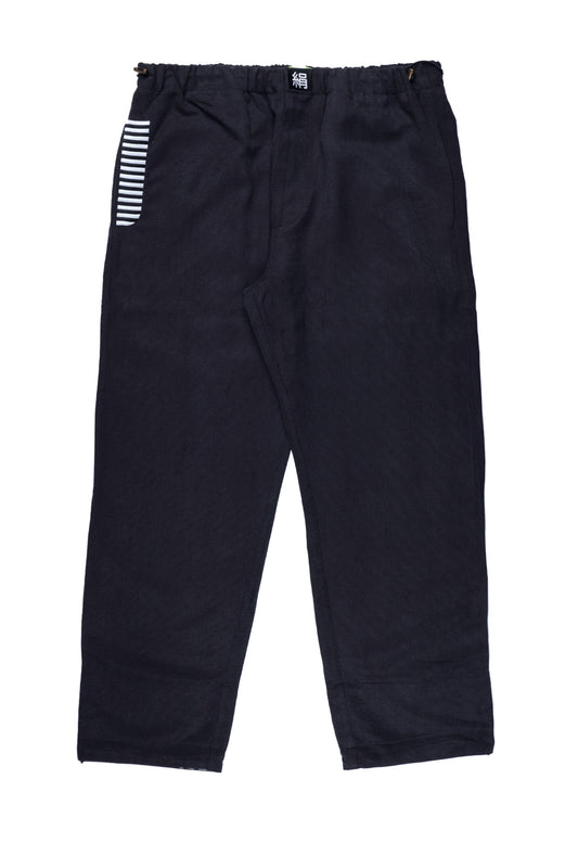 BLACK PATTERNED ITALIAN CUPRO TROUSERS | ADJUSTABLE | NATURAL FABRIC