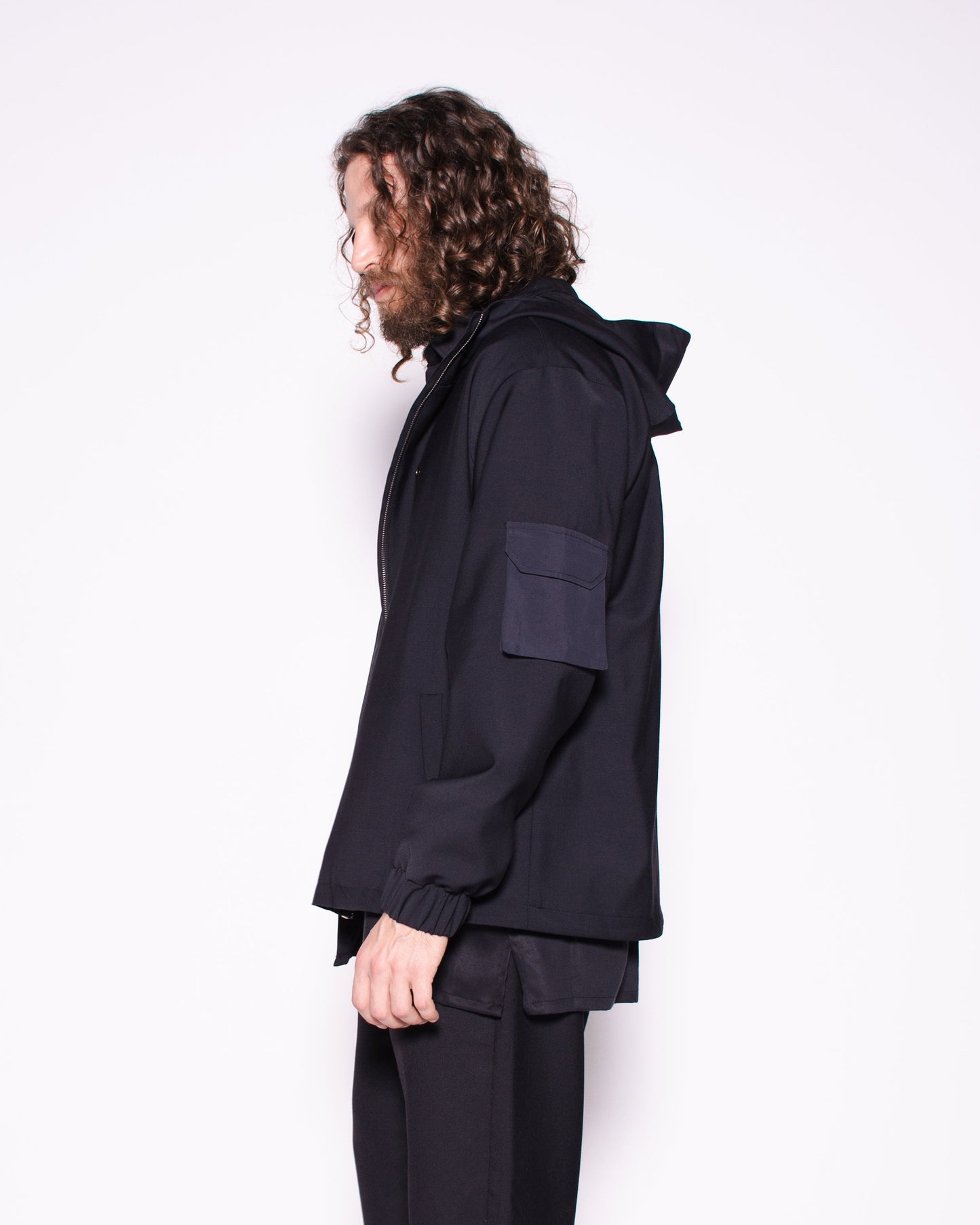 BLACK LIGHT FRENCH WOOL TEC JACKET