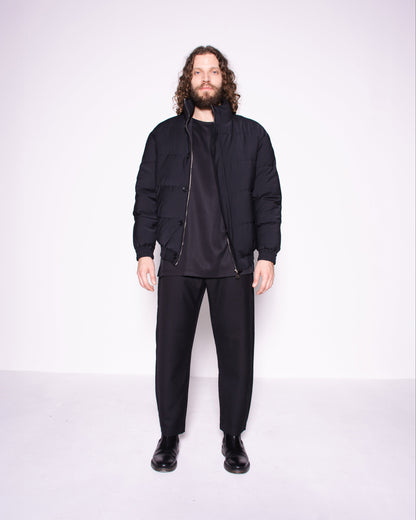 BLACK FRENCH WOOL PUFFER JACKET