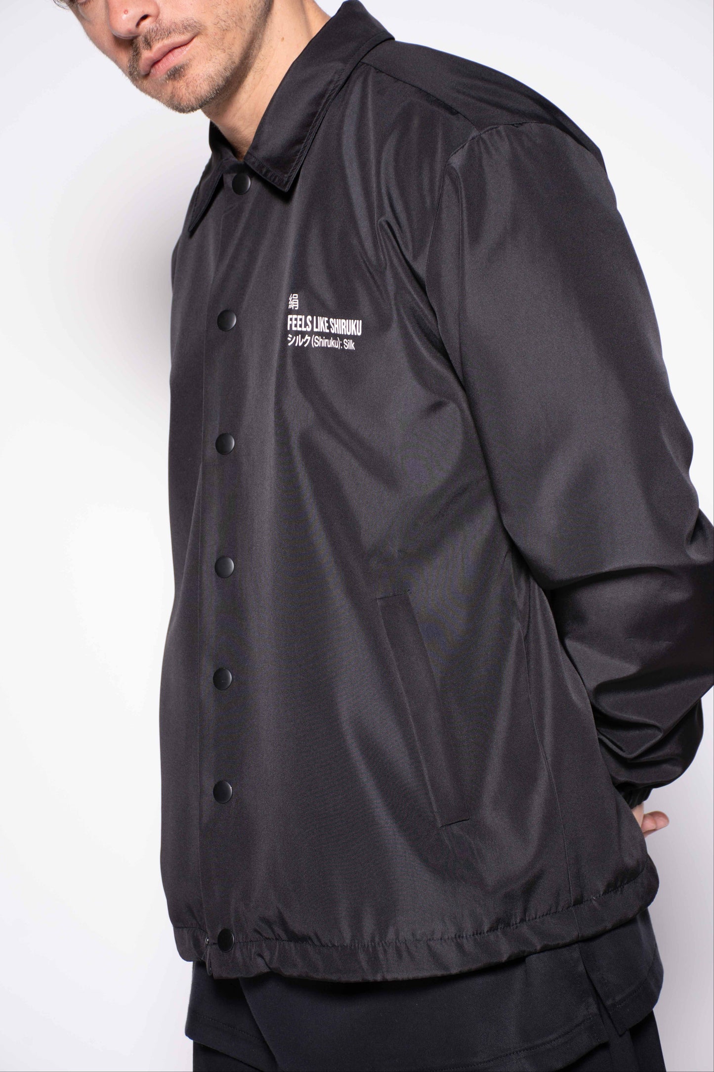 BLACK COACH JACKET X AB CHROMOSOME ARTIST DRAWING