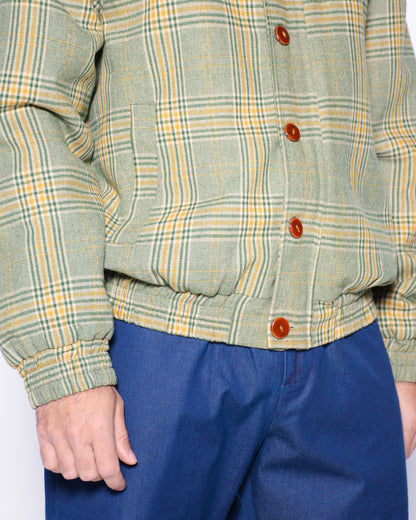 STRIPED SUPER WOOL JACKET WITH CUSTOM BUTTONS