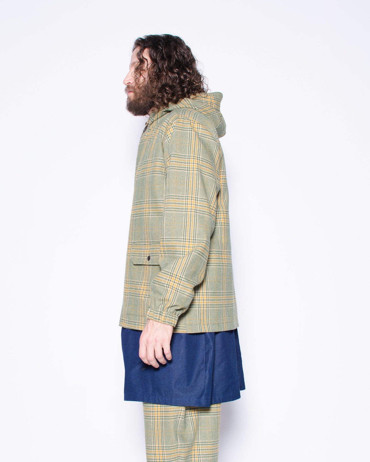 STRIPED SUPER WOOL JACKET WITH HOODIE