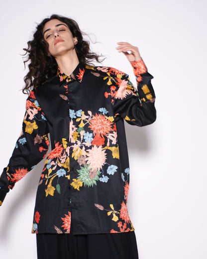 FLS ARTWORK PRINTED COTTON POPLIN BUTTONED SHIRT