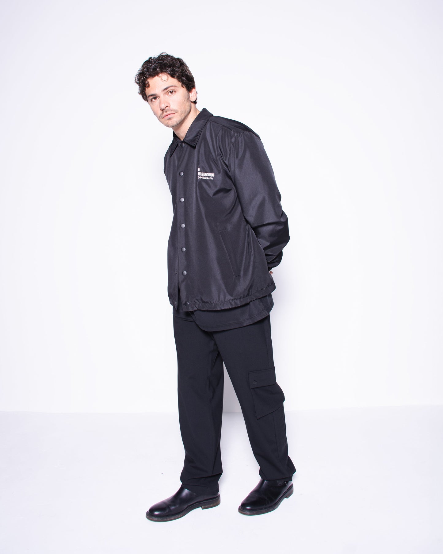 BLACK COACH JACKET X AB CHROMOSOME ARTIST DRAWING