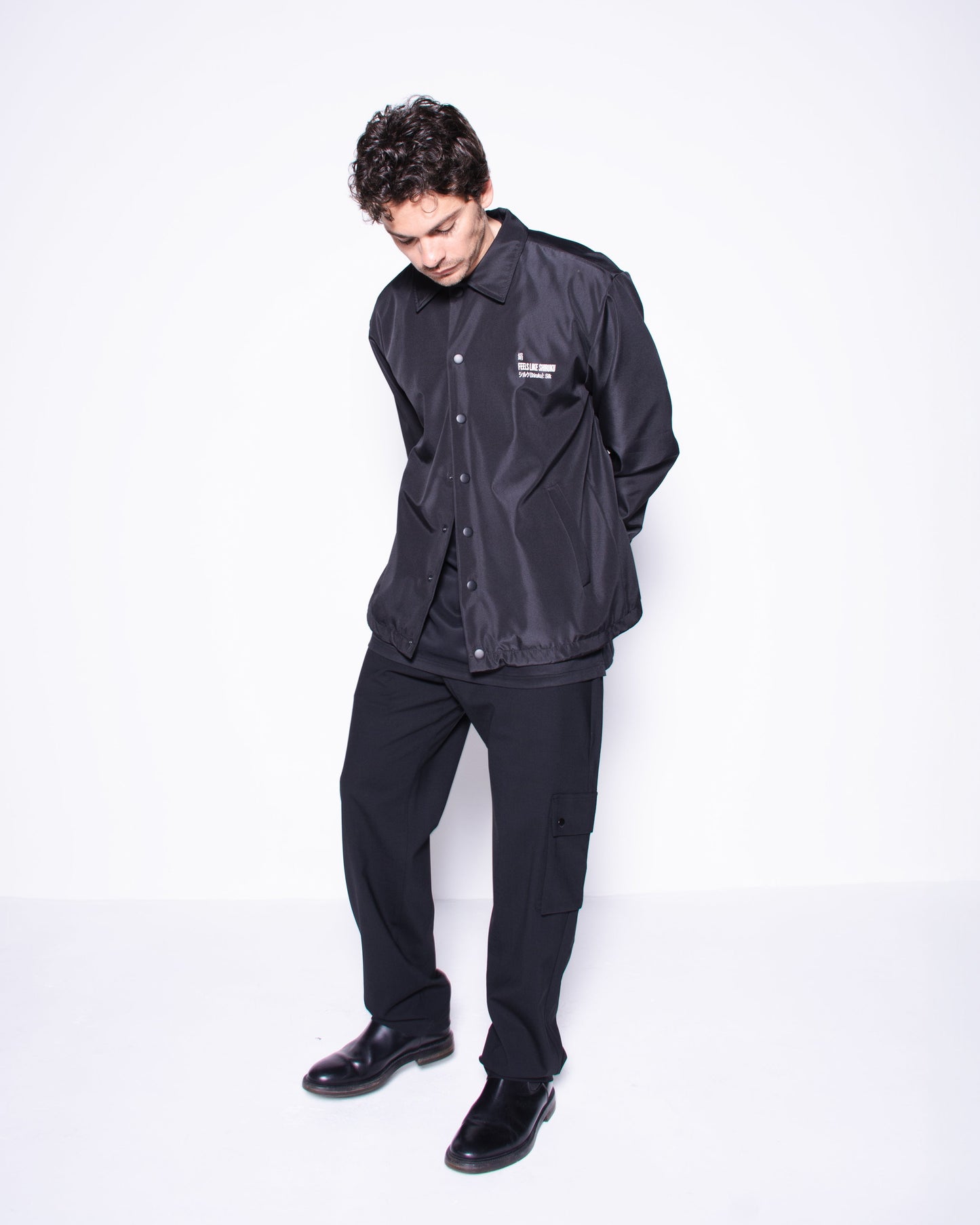 BLACK COACH JACKET X AB CHROMOSOME ARTIST DRAWING