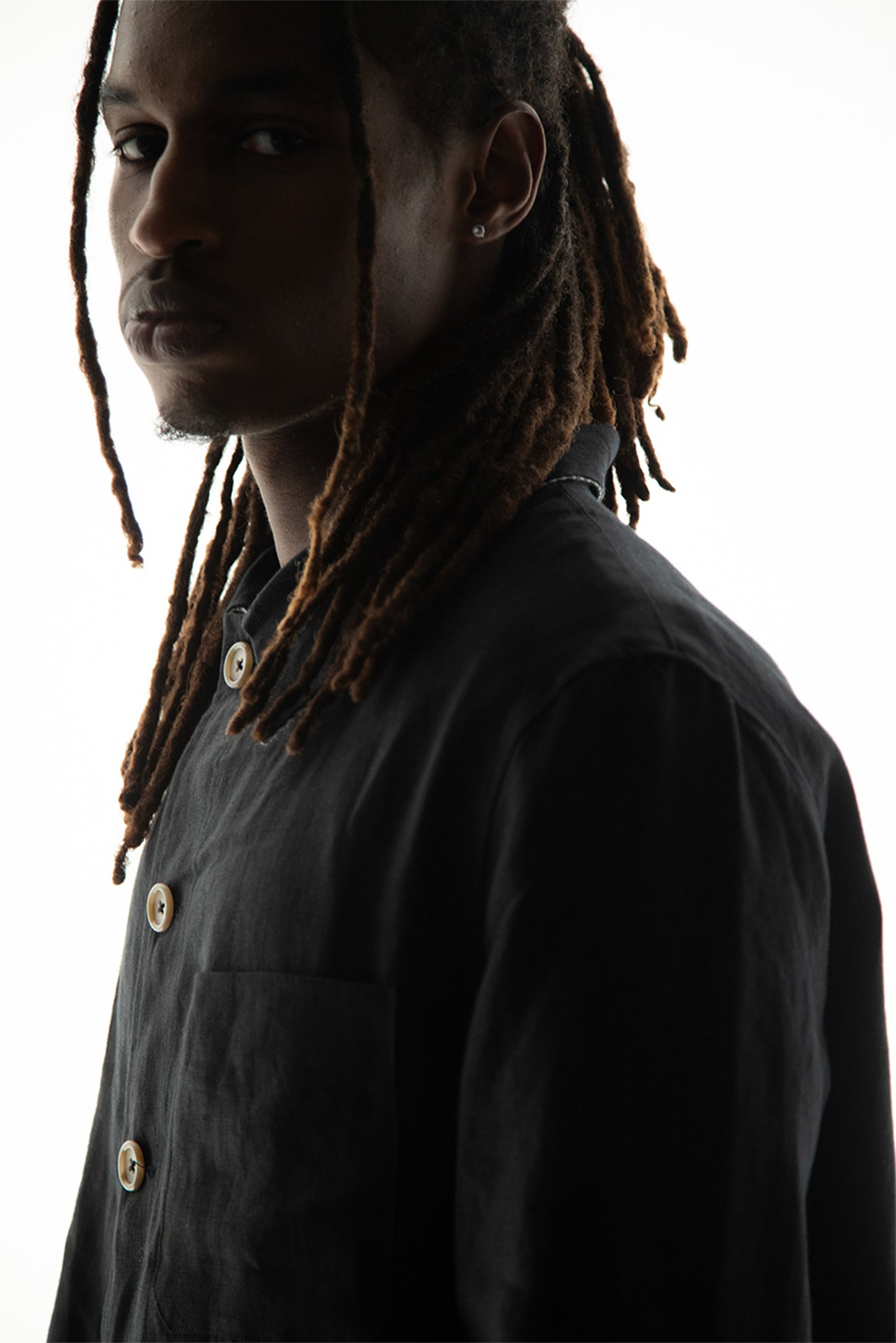 BLACK WASHED RELAXED LINEN JACKET