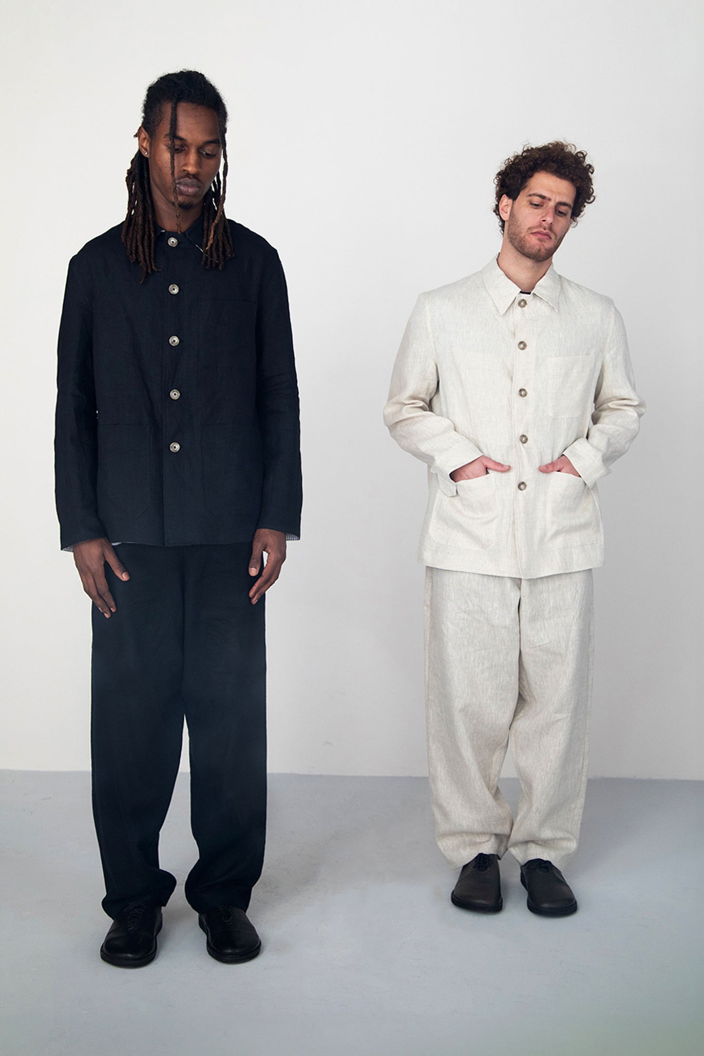 BLACK WASHED RELAXED LINEN JACKET